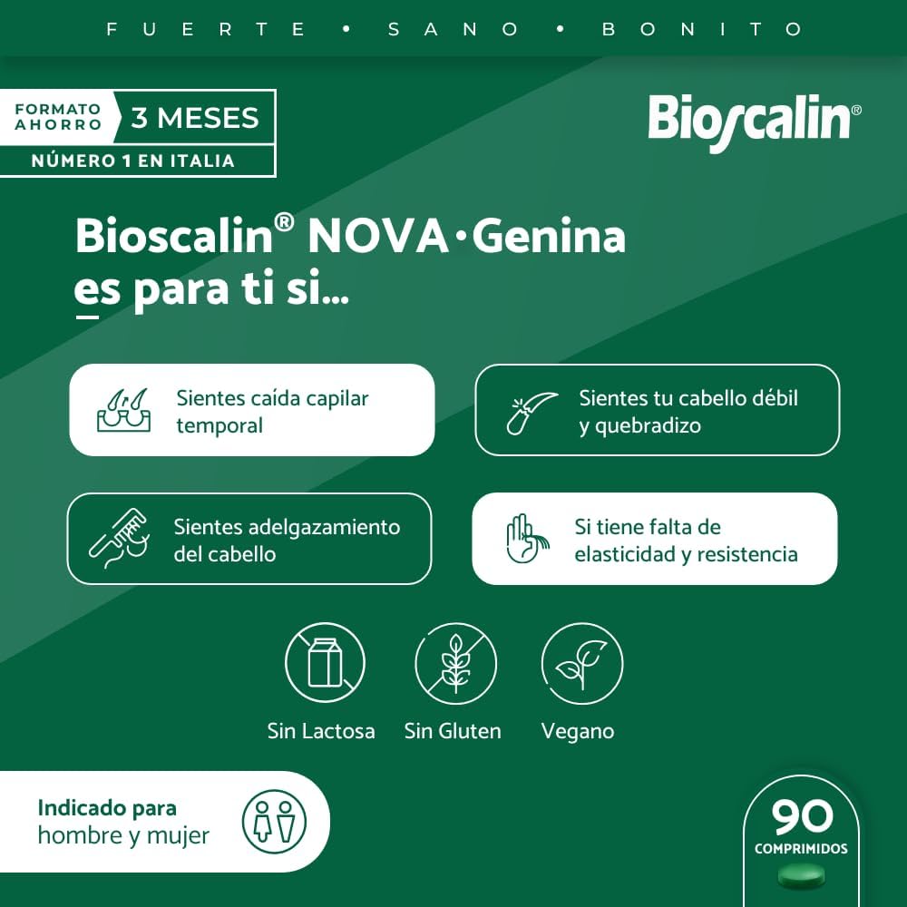 Detalle 2 de Bioscalin NOVA·Genina 90 comprimidos Biotina y Zinc