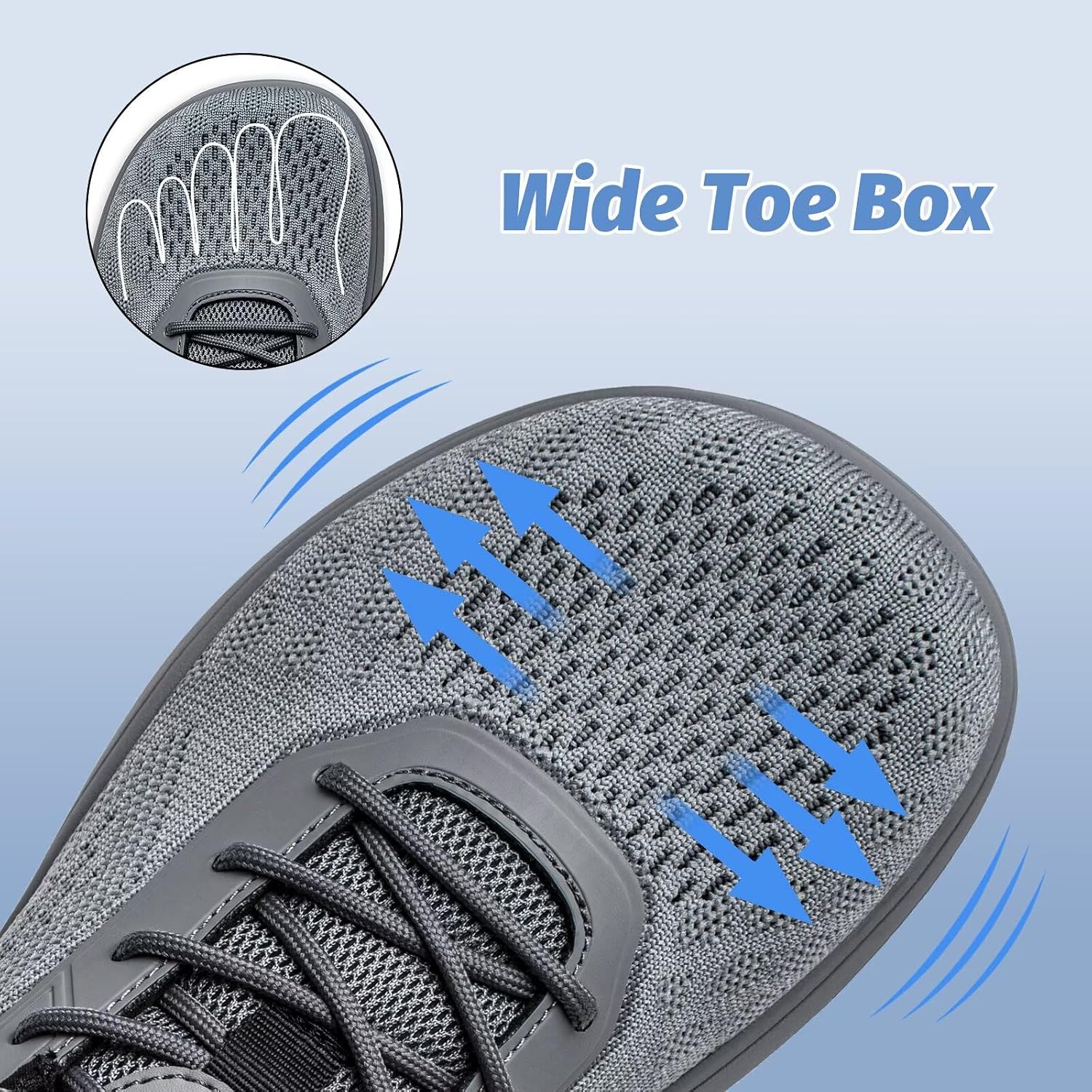 Detalle de HOBIBEAR unisex wide toe minimalist barefoot trail running shoes