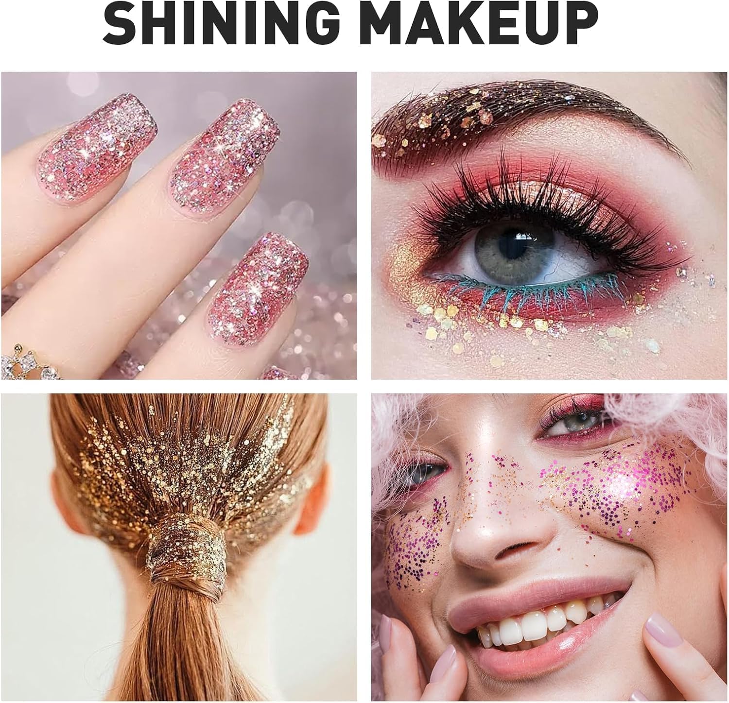 Detalle de AROIC 40 Colors Body Glitter Gel, Holographic and Glow-in-the-Dark Shades