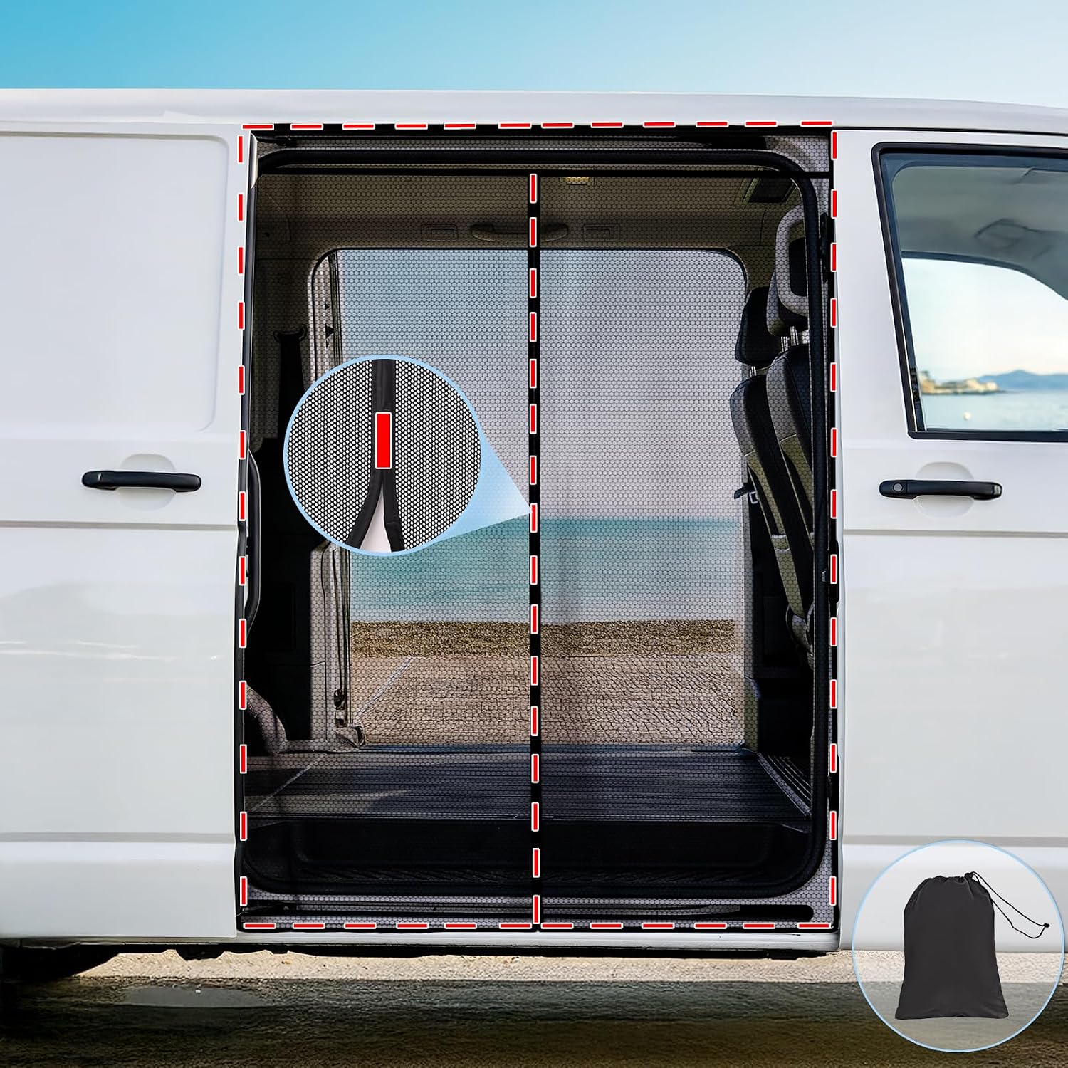 Thumbnail 5 de Moskitonetz Magnetisch für VW T5/T6 Schiebetür – Fliegennetz mit Magnetbefestigung