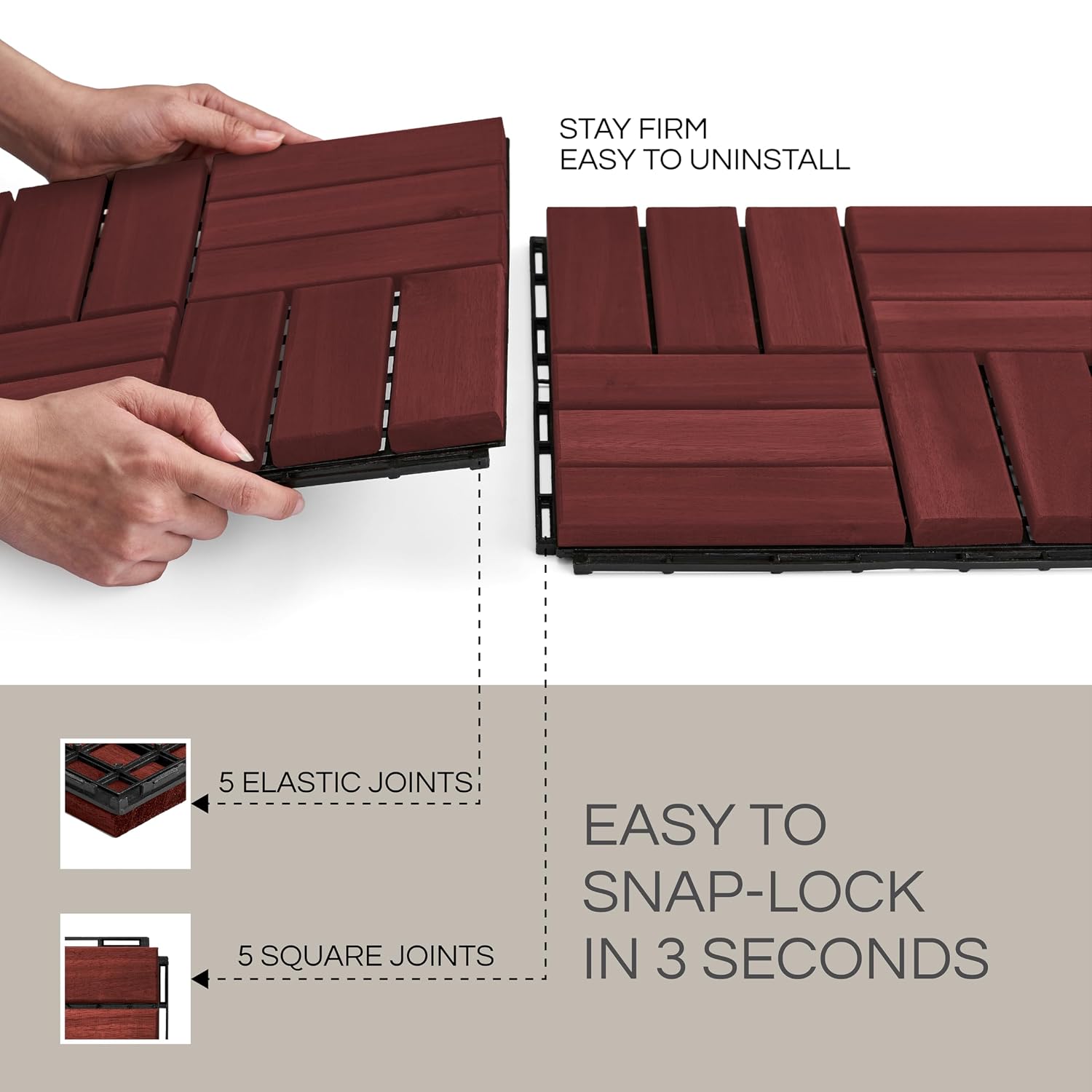 Detalle 2 de THYOI Interlocking Deck Tiles Acacia Wood