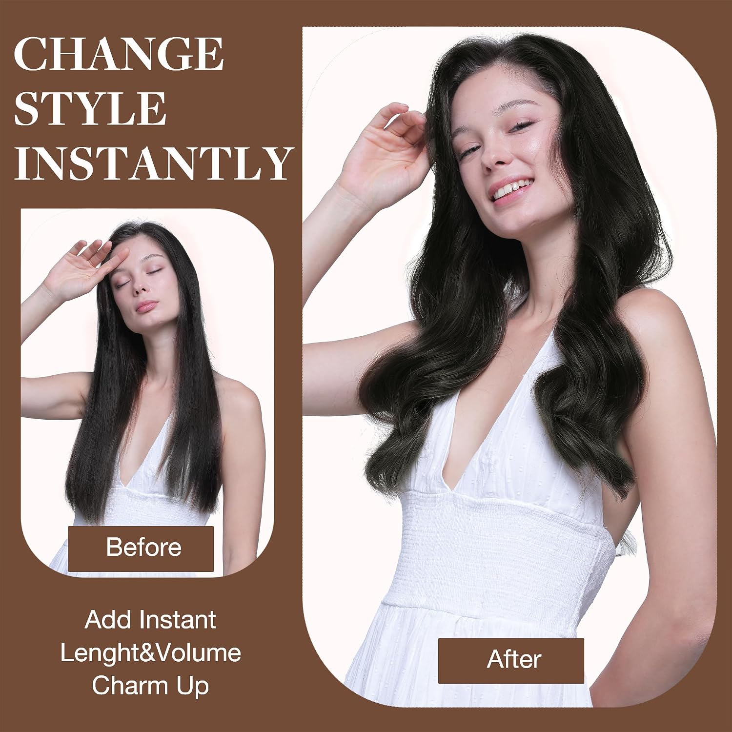 Thumbnail 6 de GOO GOO Clip-in Echthaar Extensions (45 cm, 120 g, 7 Clips) – 1B Schwarz