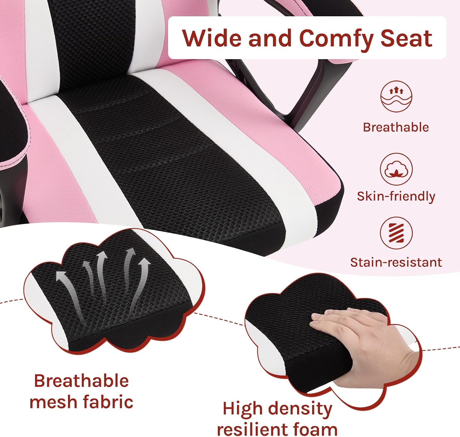 Detalle 2 de WOLTU Kinder Gaming Stuhl ergonomisch rosa