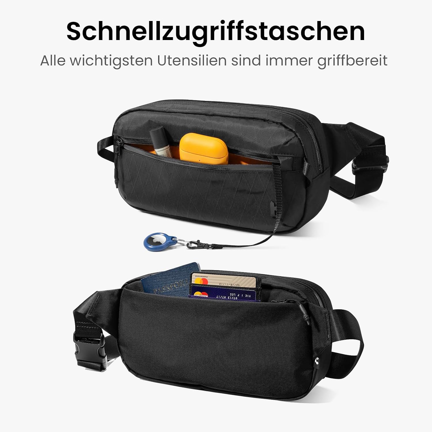 Detalle de tomtoc X-Pac Sling Bag 3,5L für Nintendo Switch 2 – Leichte RFID-Schutz Schultertasche in Schwarz