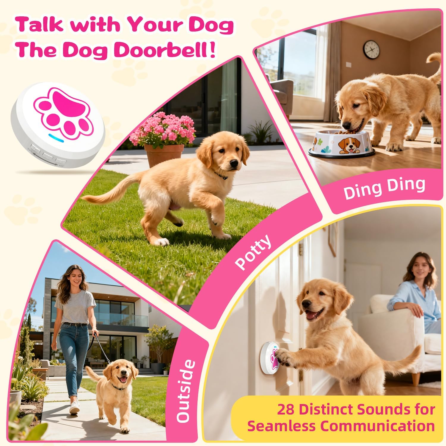 Thumbnail 1 de ChunHee Touch-Design Dog Doorbell for Toilet Training: Adjustable Volume, 28 Ringtones, and Easy 30-Second Setup