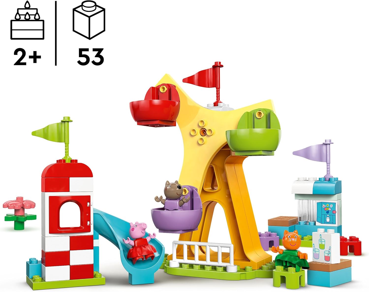 Detalle 2 de LEGO Duplo Peppa Pig Parque de Atracciones 🎡 con Noria