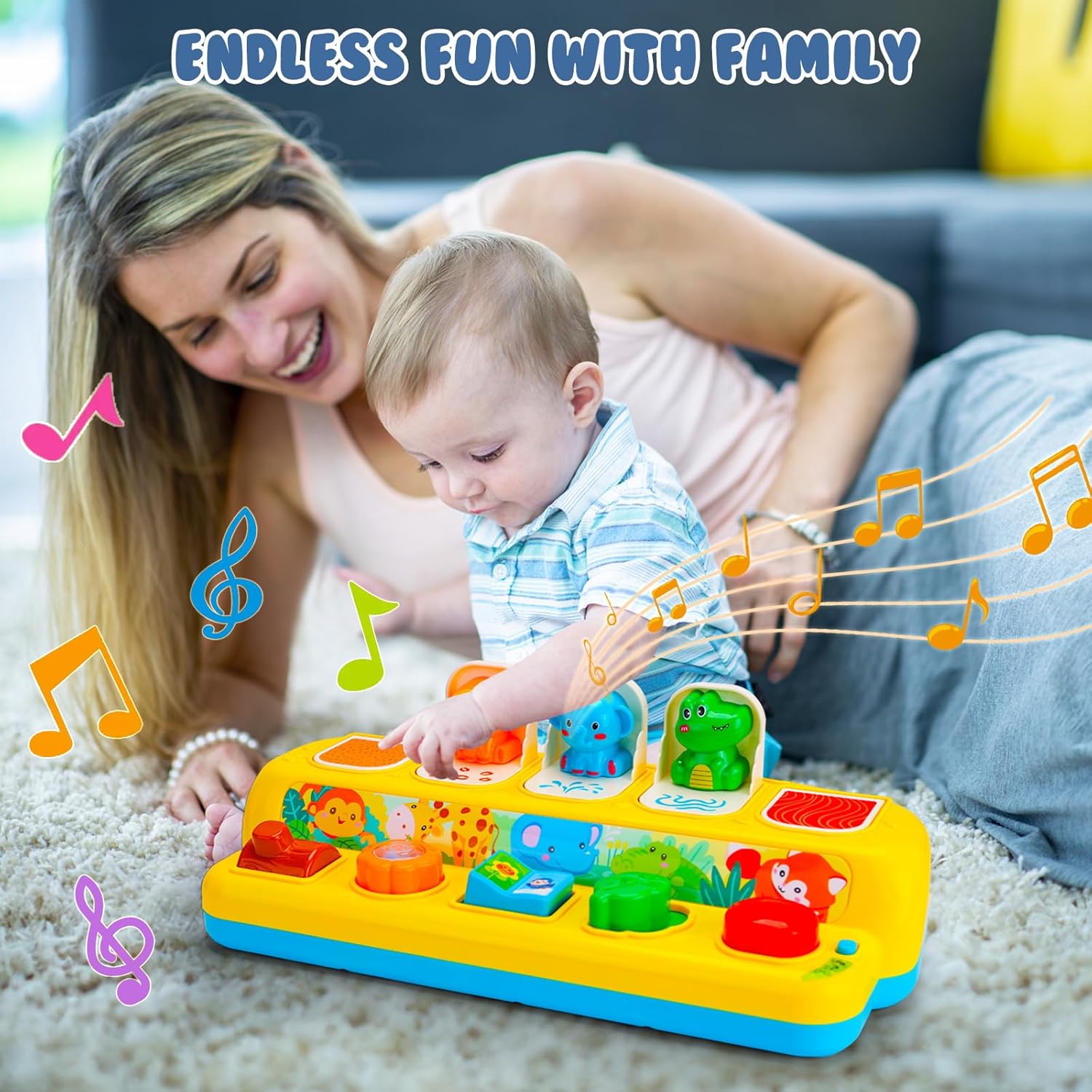 Thumbnail 1 de Interactive Pop Up Animal Toys with Music & Light – A Cause-and-Effect Baby Toy for 9–24 Months