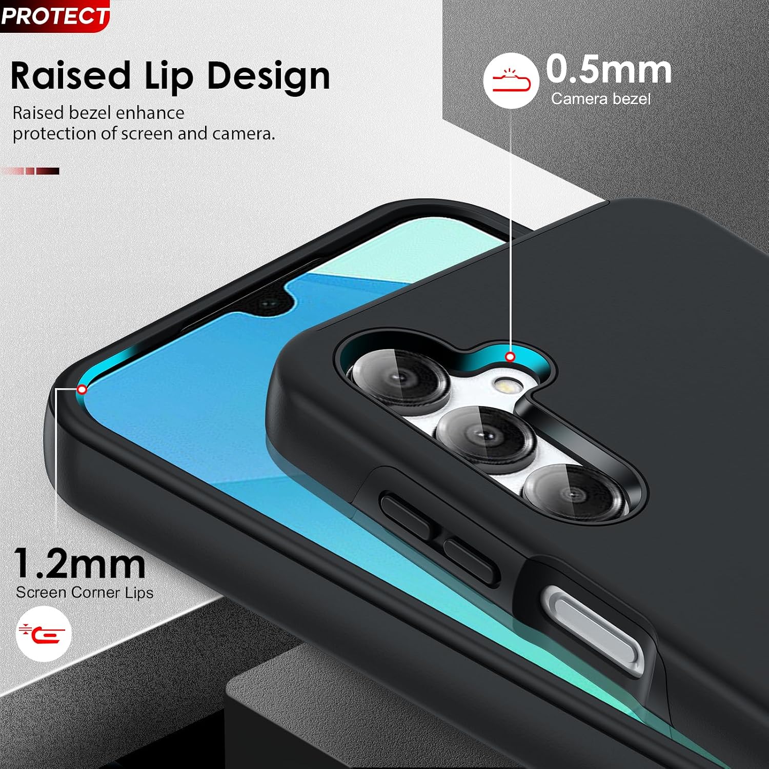 Detalle de LeYi case for Samsung Galaxy A16 4G/5G with tempered glass + camera lens protectors (black)