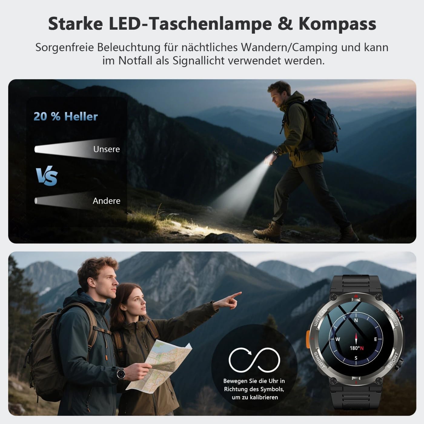 Thumbnail 3 de Montre connectée Homme Bluetooth, IP68, 30 jours d’autonomie – Noir