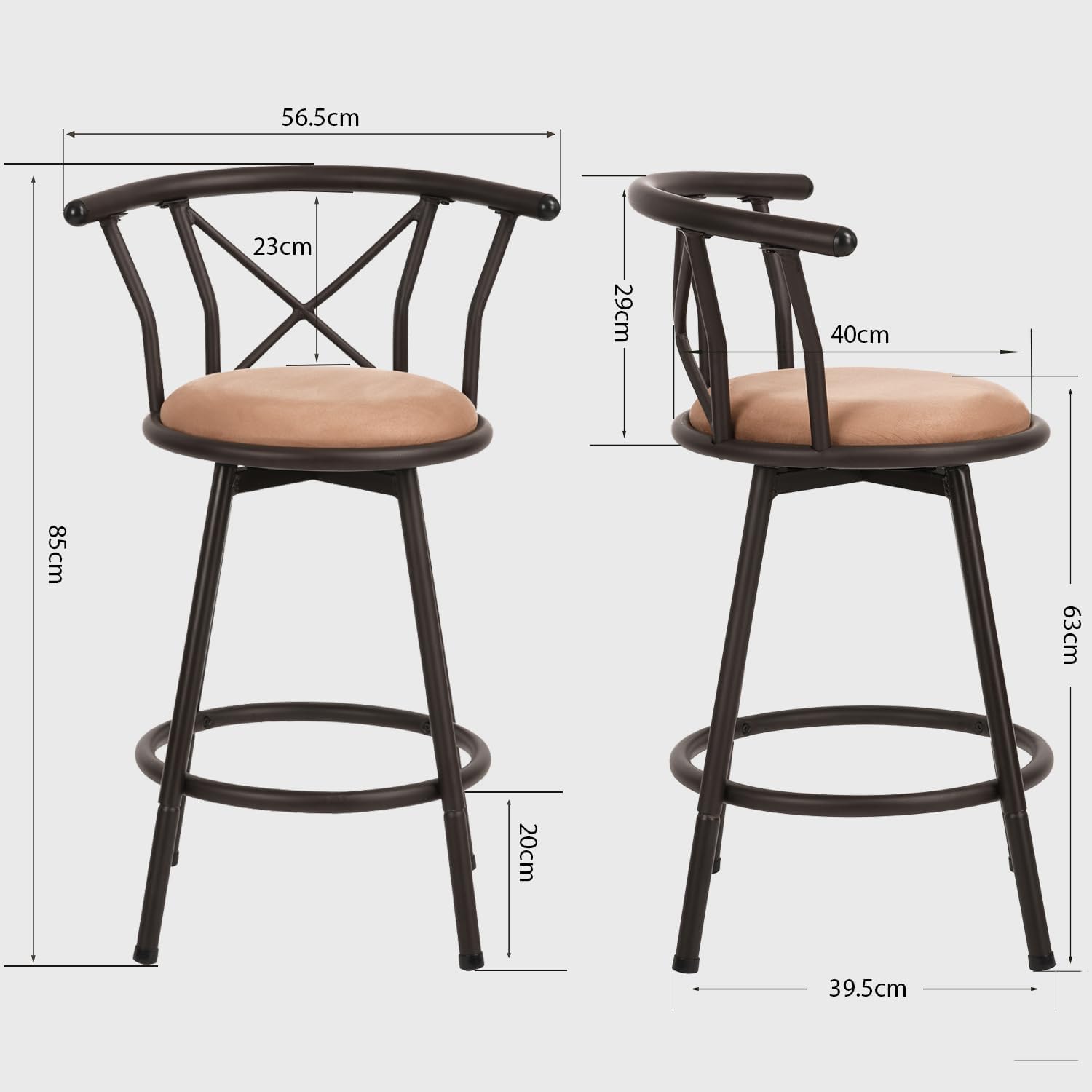 Thumbnail 6 de MEUBLE COSY set di 2 sgabelli da bar con schienale e cuscino