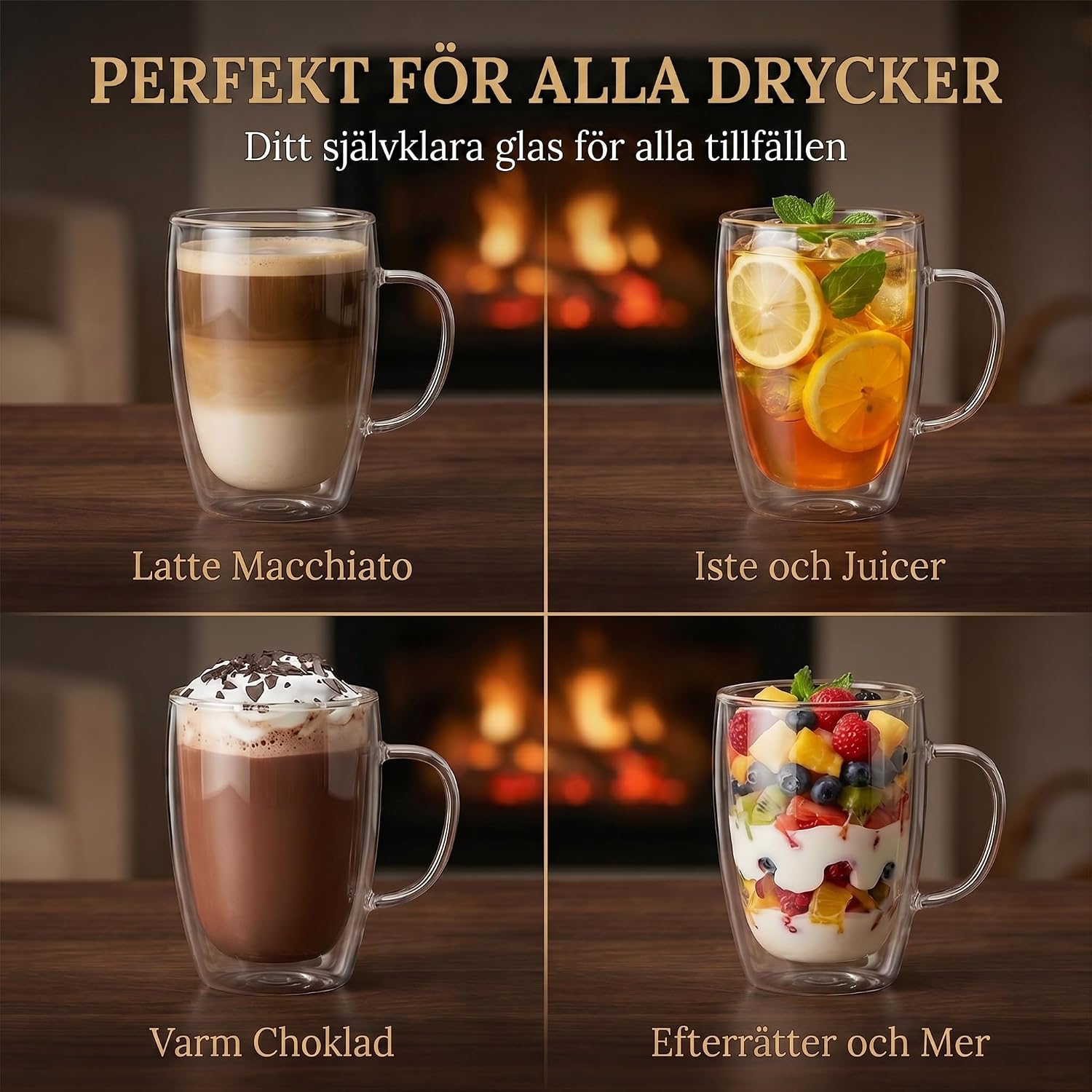 Detalle de GOODS+GADGETS Dimono dubbelväggiga glasmuggar 300 ml, 6-pack i borosilikatglas