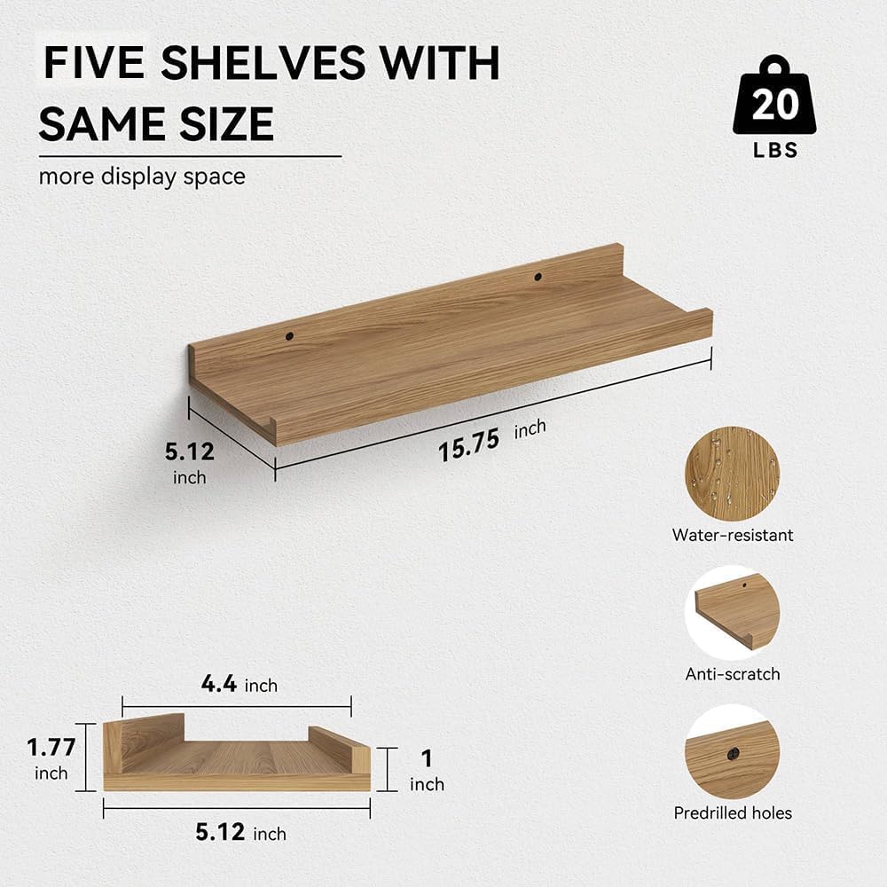 Detalle de RICHER HOUSE Floating Shelves, 15.75-Inch