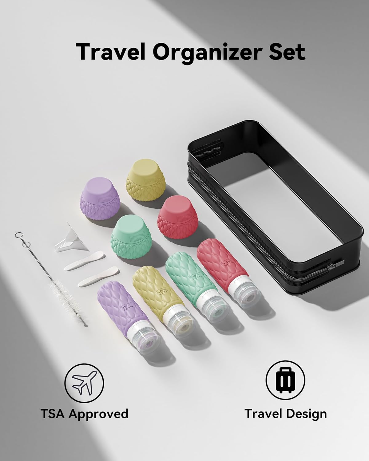 Thumbnail 6 de 8 Pack Silicone Travel Bottles with Labels and Clear Bag – Leakproof Refillable Set for Toiletries