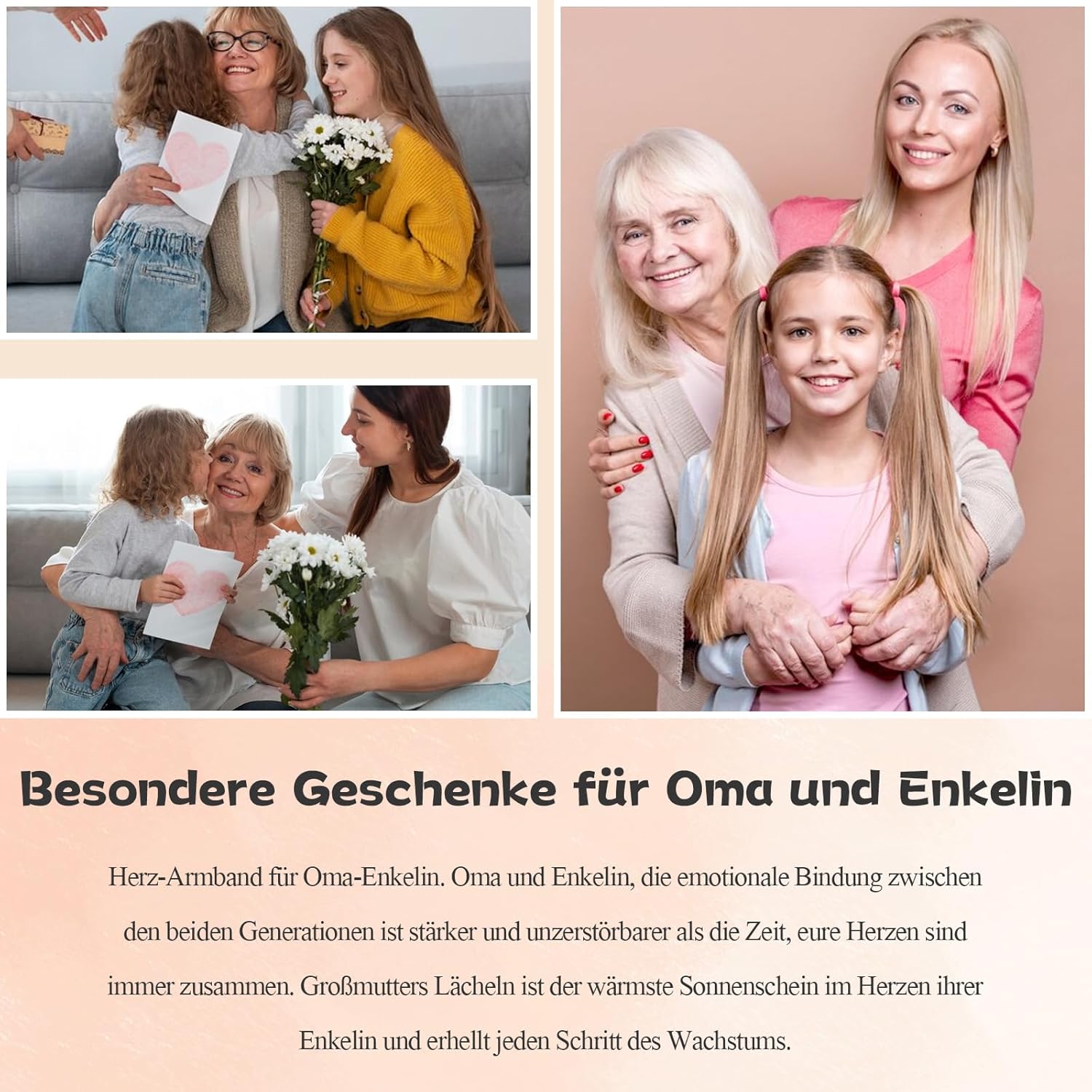 Thumbnail 5 de SUNSH Mutter-Tochter Armband Set – Herzmotiv, 2er/3er Pack, Größen 17+5 cm und 15+4 cm, hypoallergen, Schulanfang & Muttertags-Geschenk