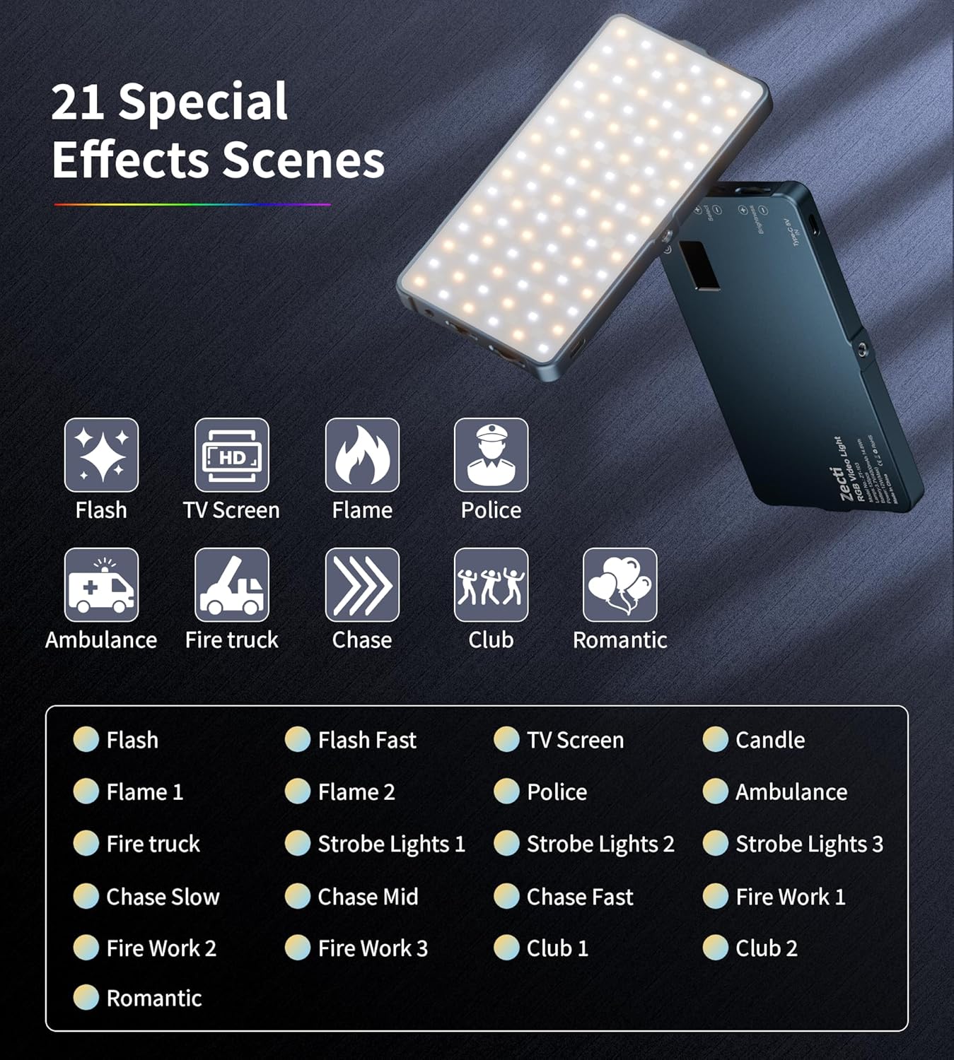 Detalle de Selfie Camera Phone Light with Metal Hotshoe & Clip (135 LED, CRI 96+, 2500K–9900K) for iPhone, TikTok Live & Video Calls