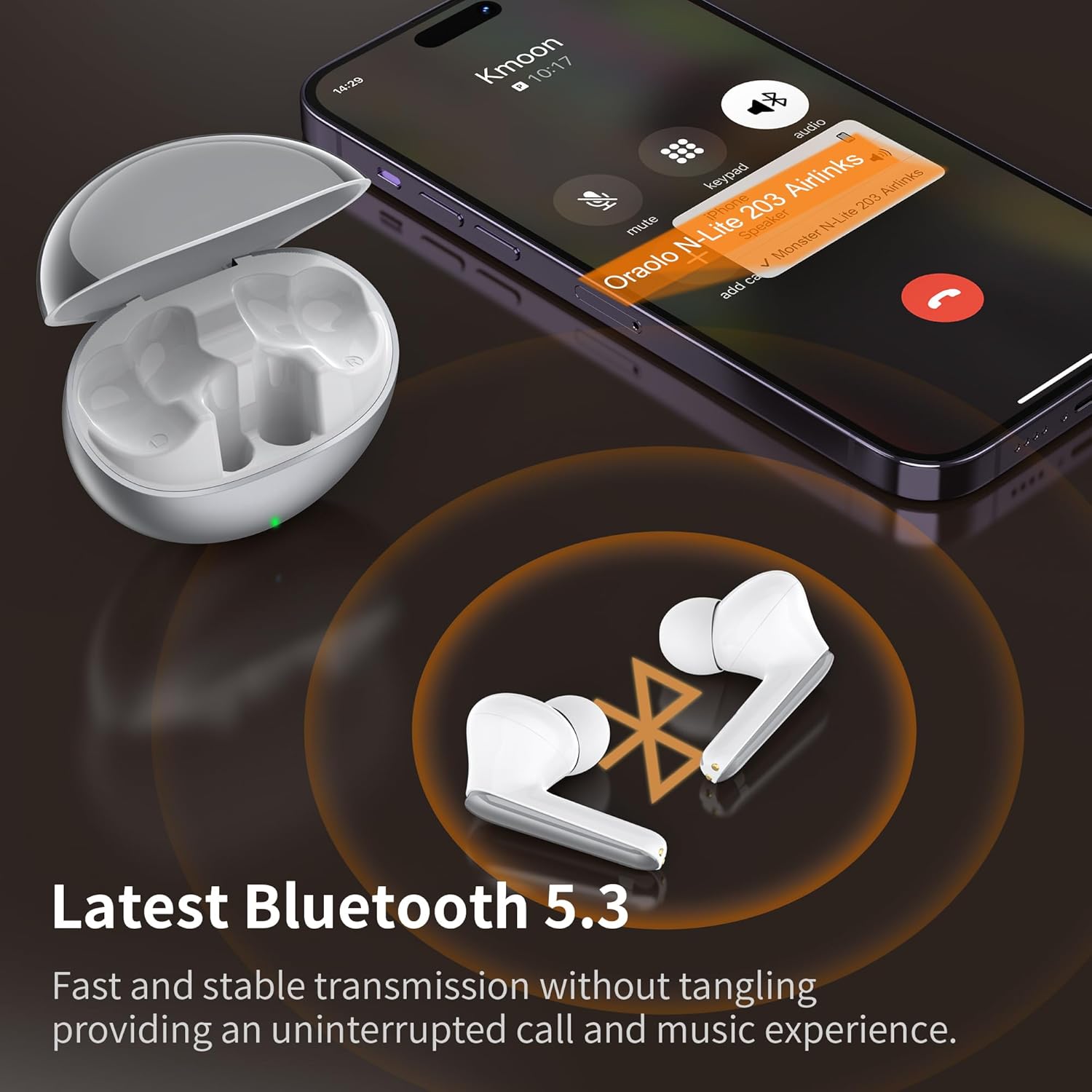 Thumbnail 2 de Wireless Earbuds by Oraolo with 40H Playtime: In-Ear Pods for Running, USB-C, IPX6, ENC Mics