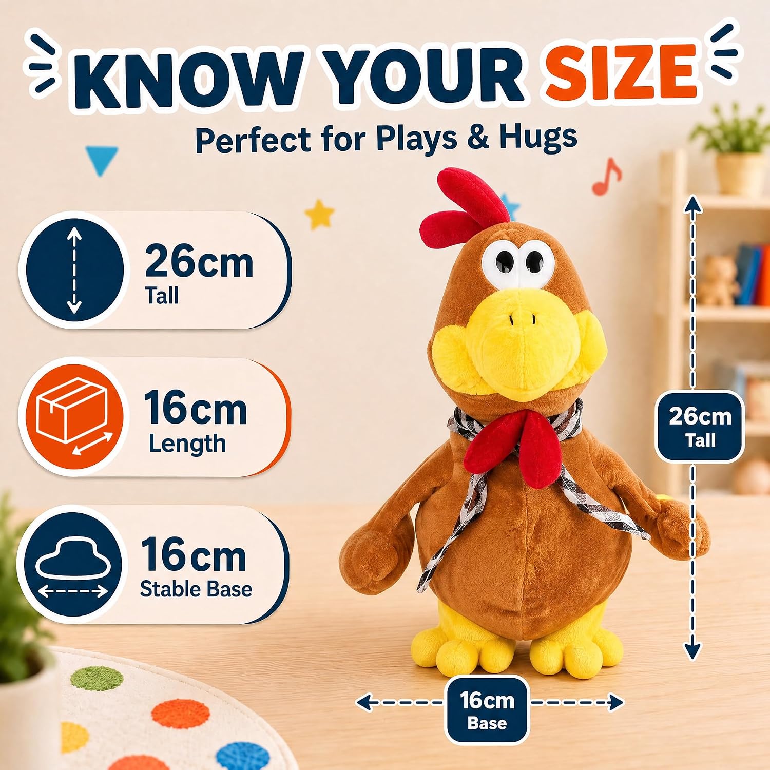 Thumbnail 6 de GOODS+GADGETS 356023010 Dancing Rooster Plush Toy with Songs and Fluttering Wings