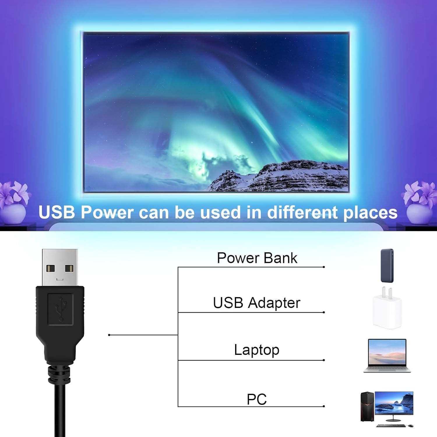 Thumbnail 3 de REEMEER 16.4ft TV LED Light RGB for 45-75 Inch TVs