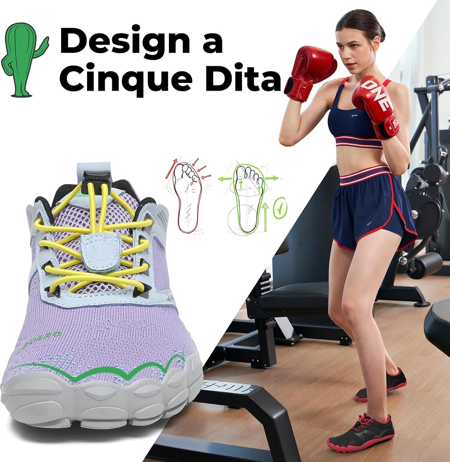 Detalle de SAGUARO Scarpe Barefoot Minimaliste per Trail – 5 dita, suola zero drop (Taglie 36–48)