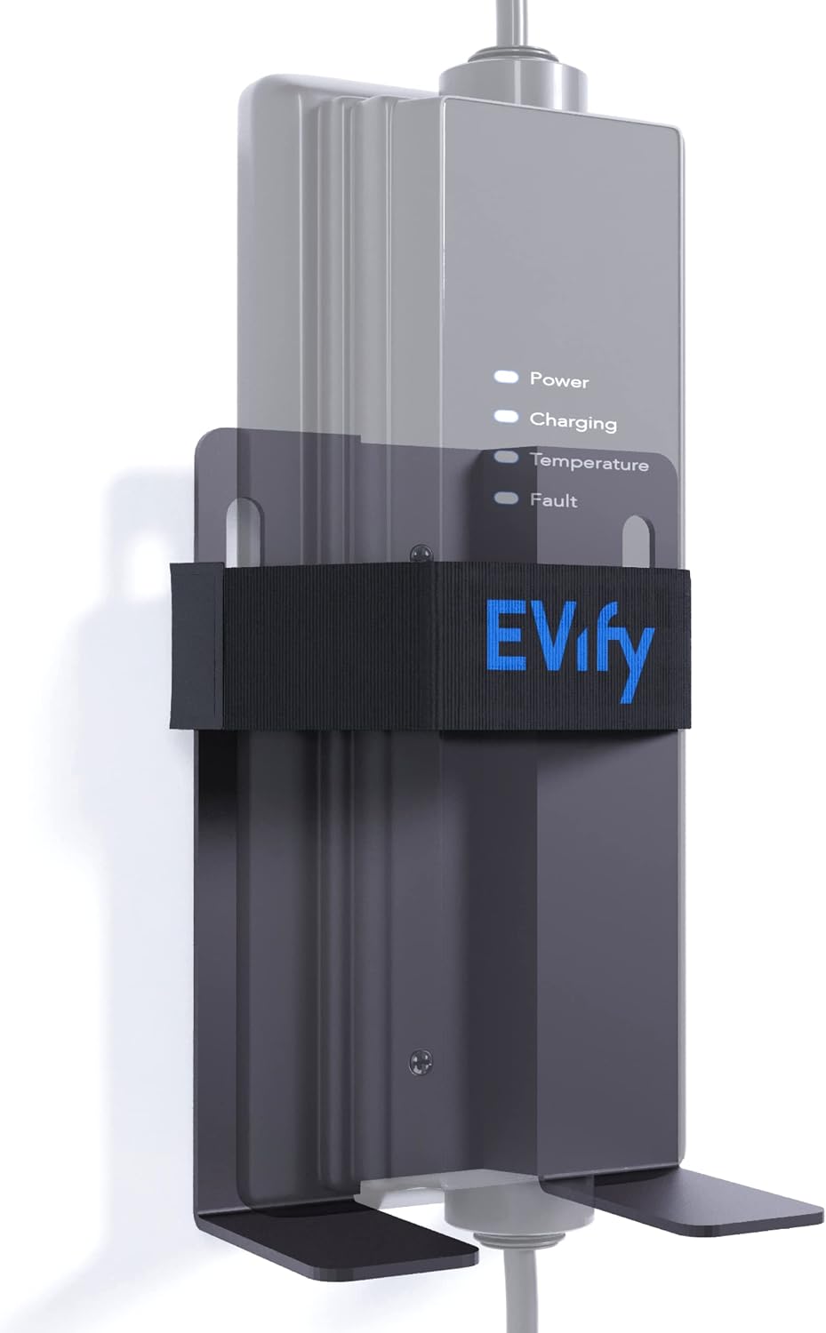 Detalle de Support mural EVify Type 2 pour chargeur Schuko (accommodement câble en acier inoxydable) – compatible Juice Booster & NRGkick