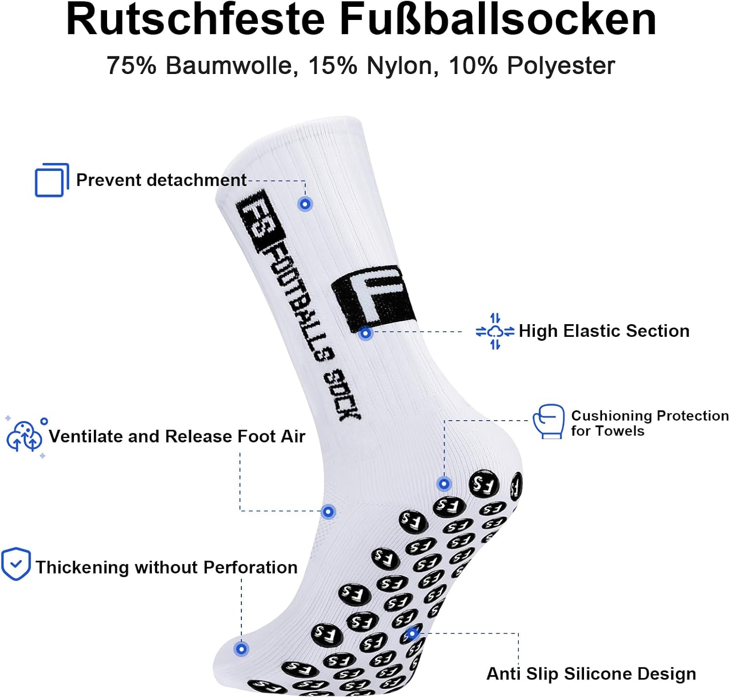 Thumbnail 6 de AVABEST Fußballsocken Herren 2 Paar Grip