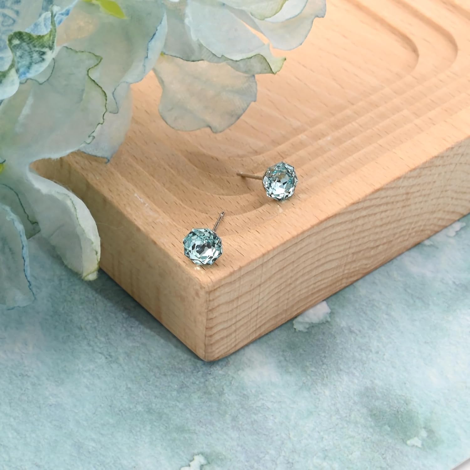 Thumbnail 3 de Weviway Sterling Silver Aquamarine Octagon Stud Earrings (7mm) – March Birthstone