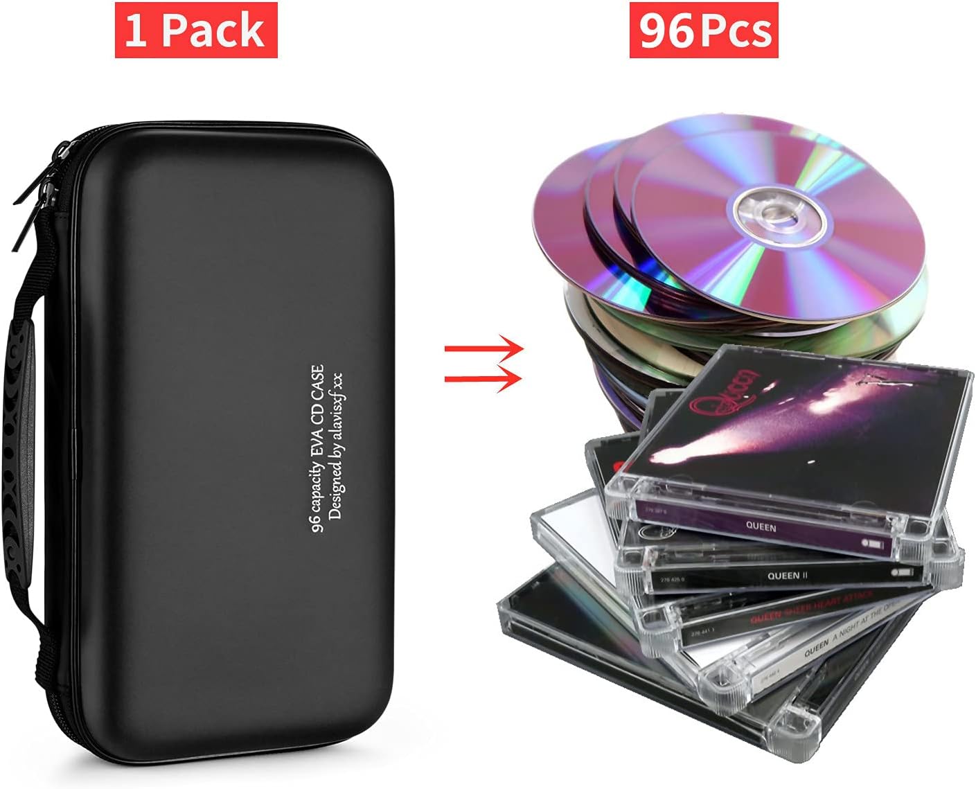 Detalle de LIOVODE 48 Capacity EVA CD Case: Portable, Protective Storage for Your CD and DVD Collection