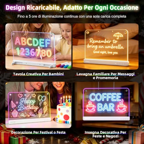 Thumbnail 10 de Awatty Lavagna da Disegno a LED (Bianca) – creatività luminous con supporto e kit completo