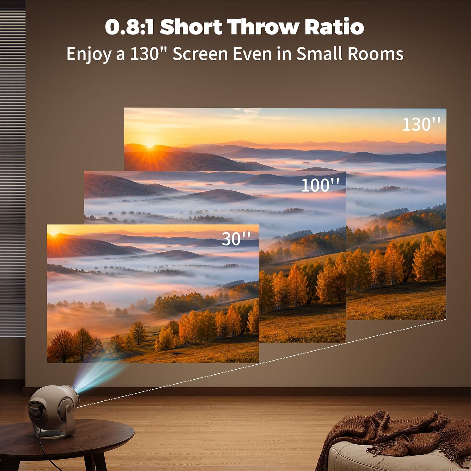 Thumbnail 5 de Mini Projector with WiFi 6, Android 14 OS — Portable Home Cinema for Bedroom, Dorm and Outdoors