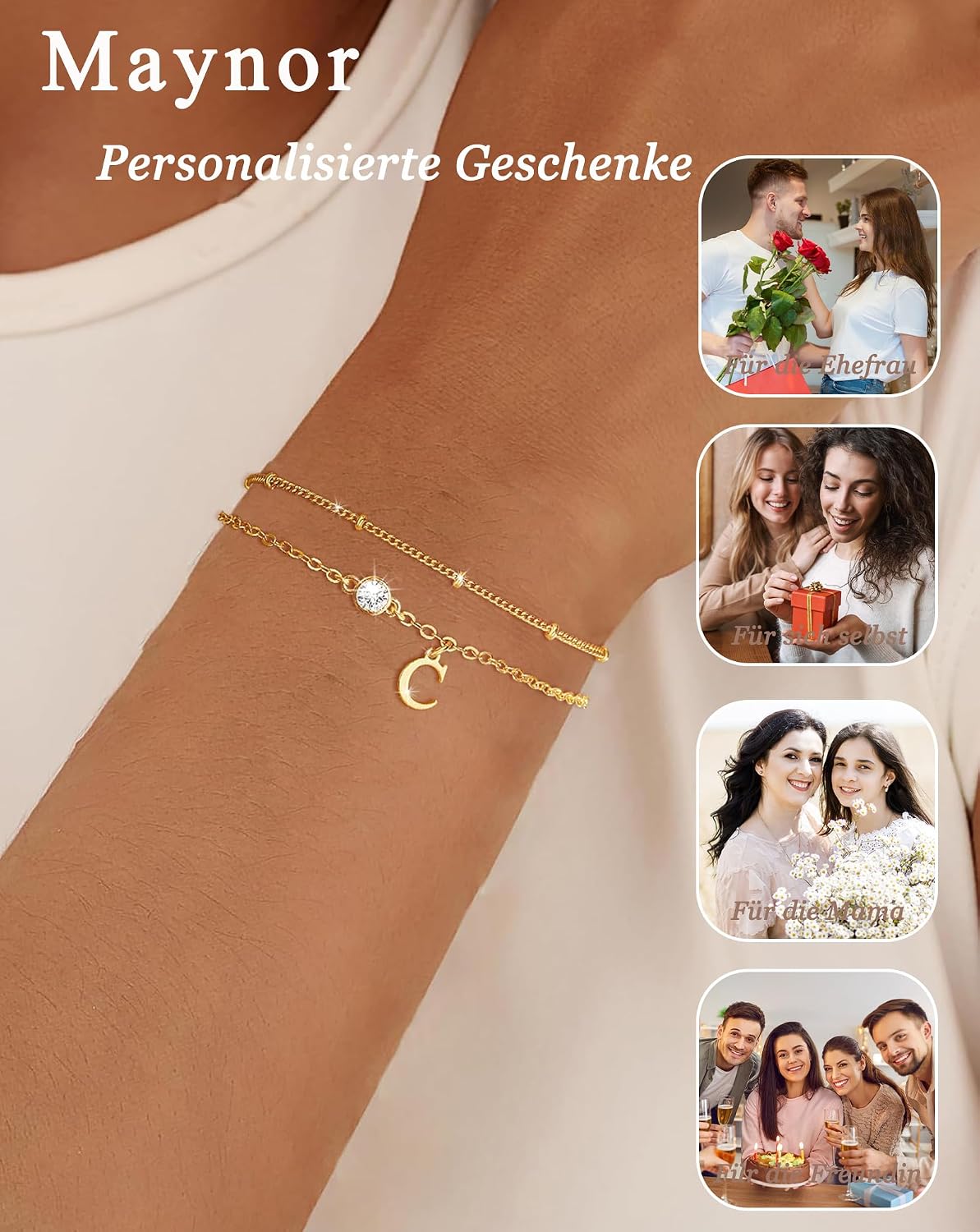 Detalle 2 de Maynor Armband mit Initialen A-Z 18K
