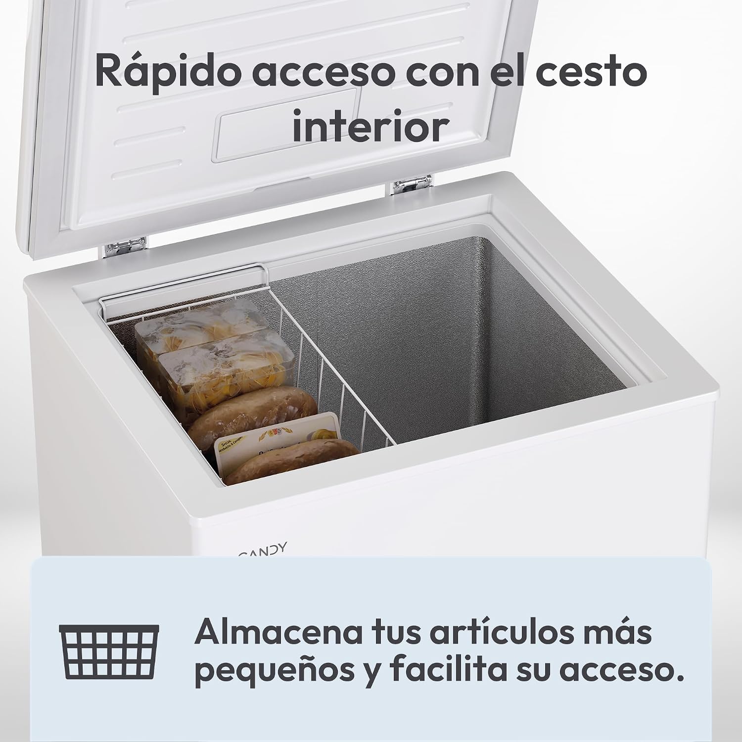 Detalle 2 de Congelador arcón horizontal Candy CCHH 100E de 97 L (blanco), tecnología estática y control electrónico