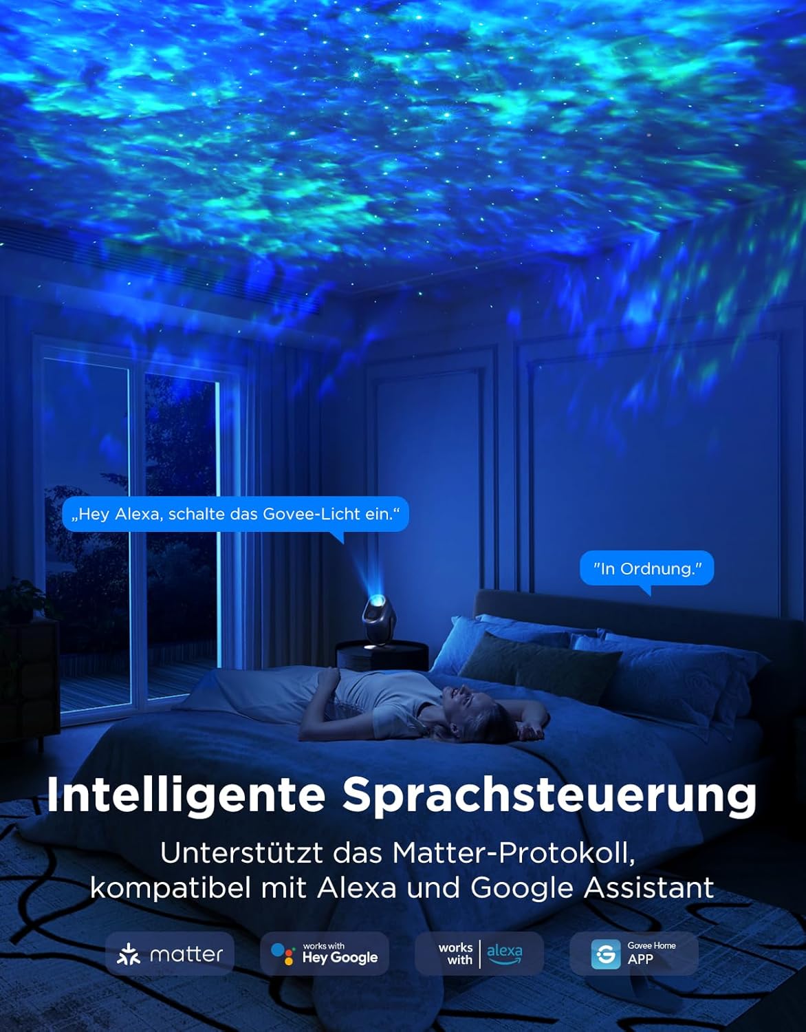 Thumbnail 5 de Govee Nebel Sternenhimmel Projektor LED, RGBW 7-Zonen DIY Sternenlicht Projektor mit 50+ Szenen, Matter & Alexa Kompatibel, Smart Timer & 18 White Noises für Kinderzimmer, Schlafzimmer Deko
Govee Nebel Sternenhimmel Projektor LED, RGBW 7-Zo…