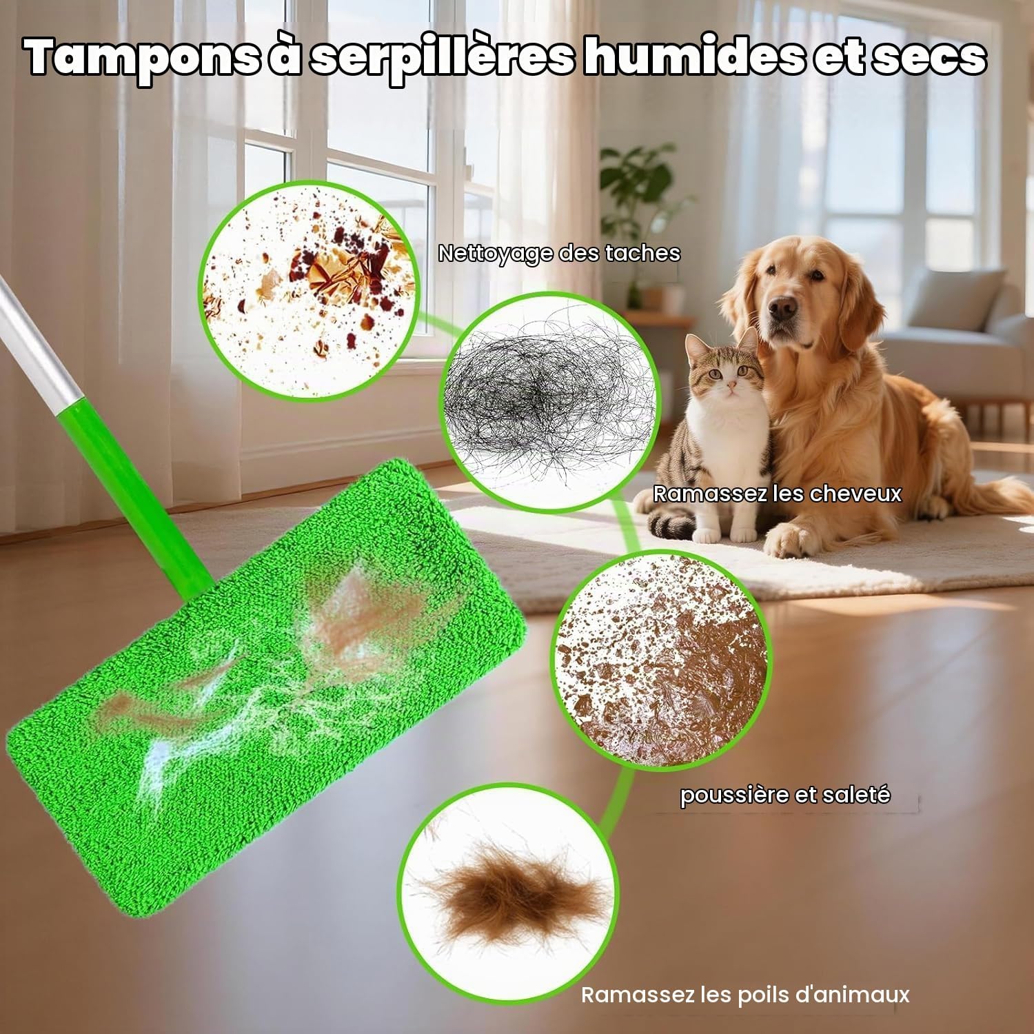 Detalle de ZWQO ZWQO-JJ01A microvezeldoeken voor Swiffer, wasbaar, 12 stuks