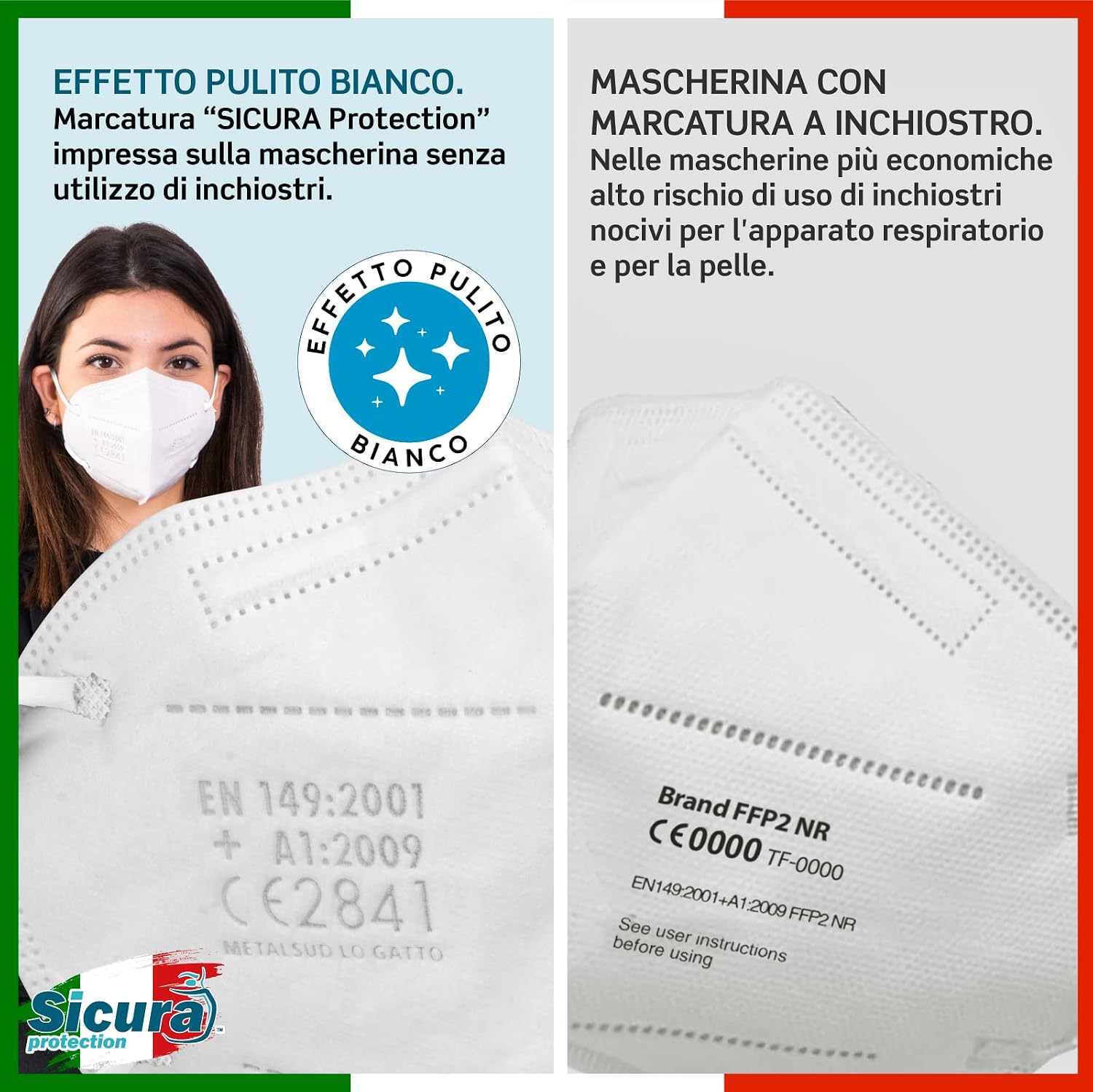 Detalle 2 de Mascherine FFP2 SICURA 50 pezzi BFE ≥99%