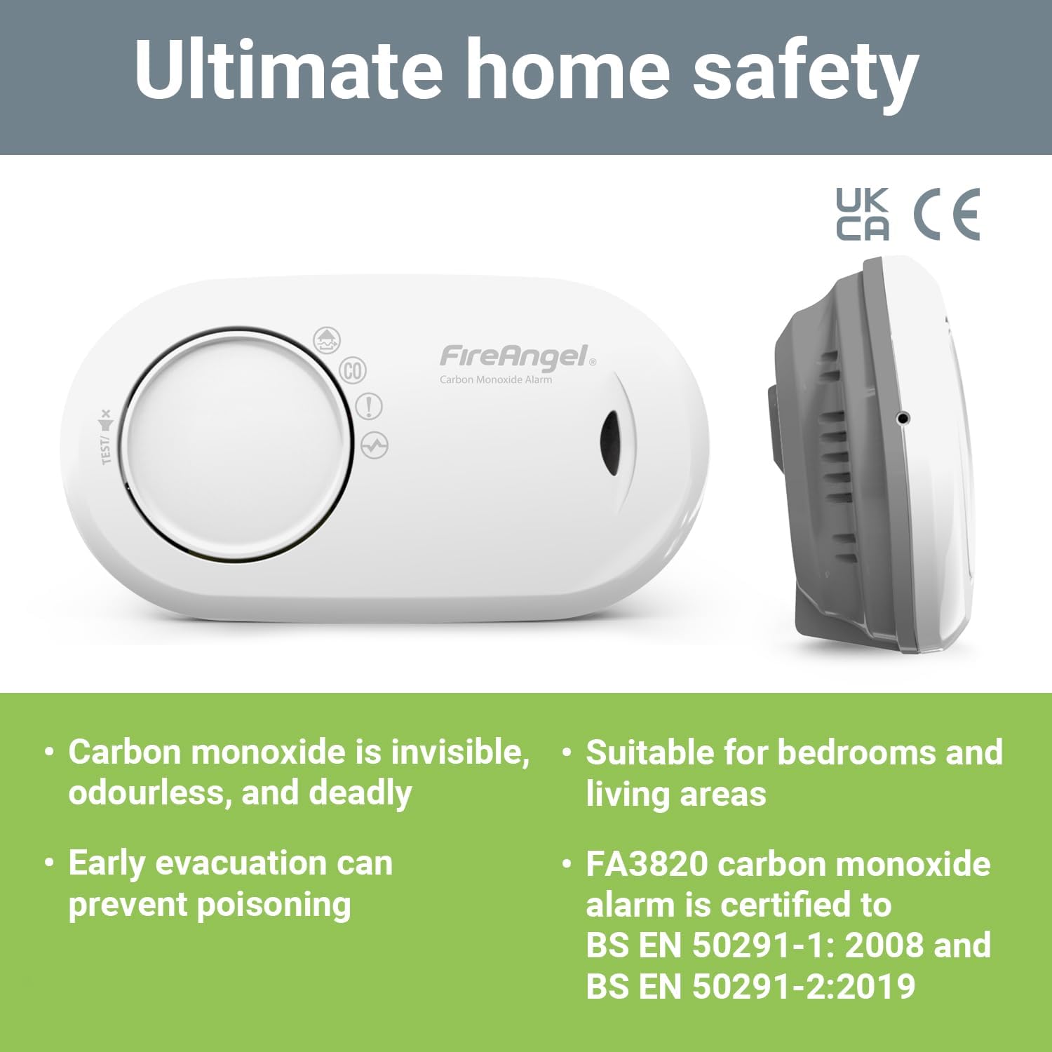 Thumbnail 2 de FireAngel FA3820 Carbon Monoxide Detector with 10-Year Sealed Battery