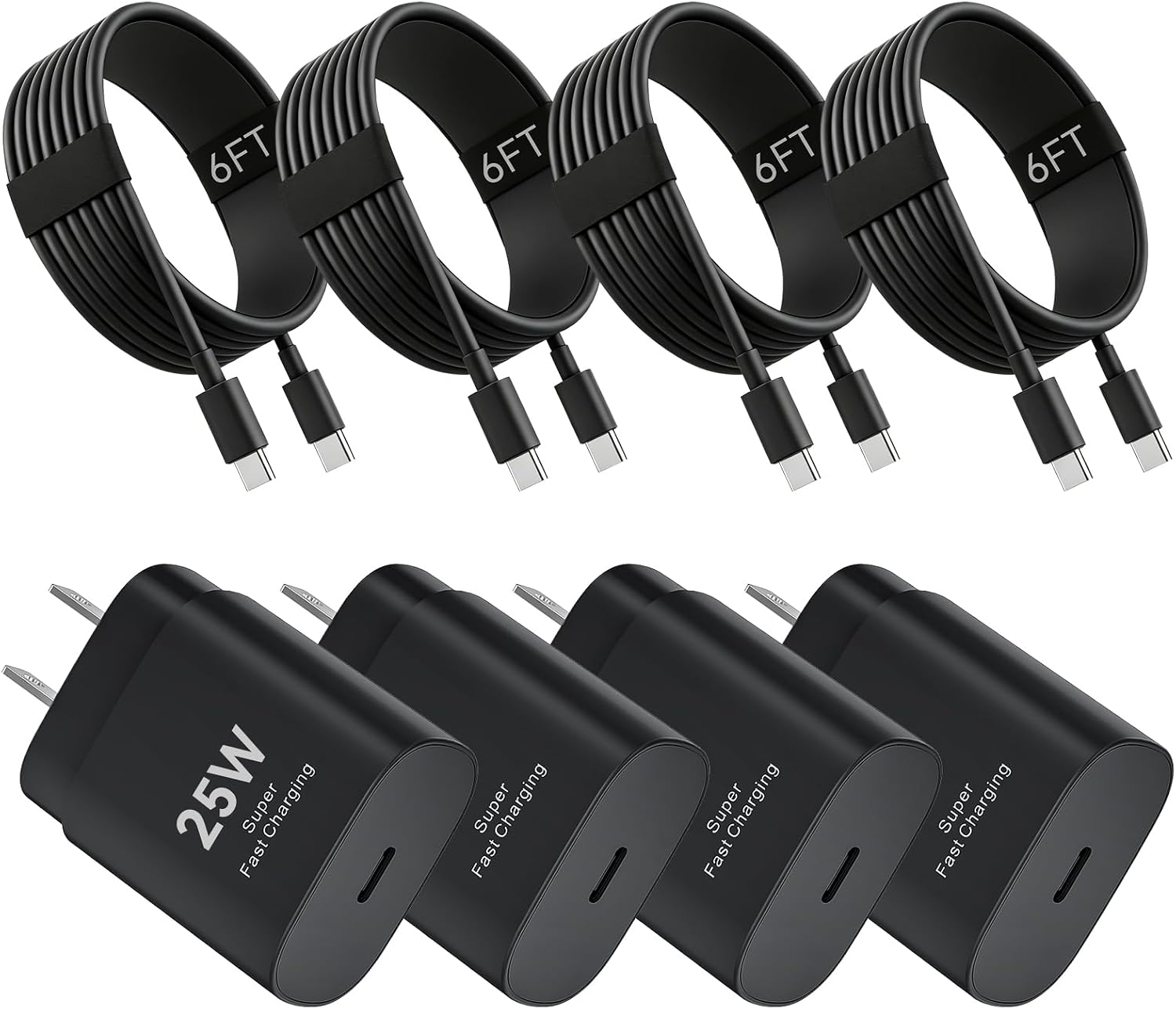 Detalle de ILOUYU K13 25W USB-C Charger 4-Pack with 6-Foot Cables