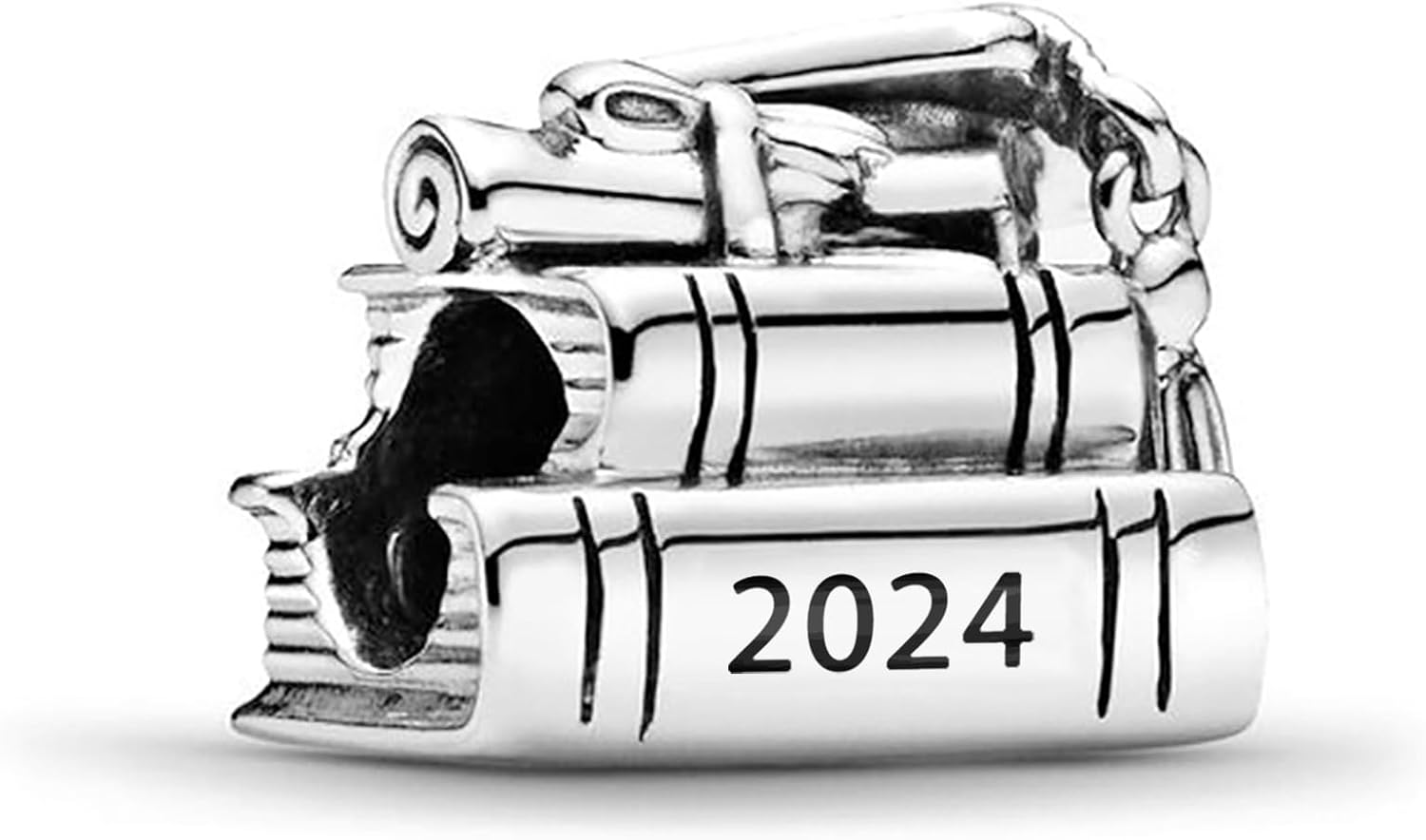 Detalle de PHCLASY 2025 Graduation Corazón con zirconia cúbica en plata de ley (abalorio compatible)
