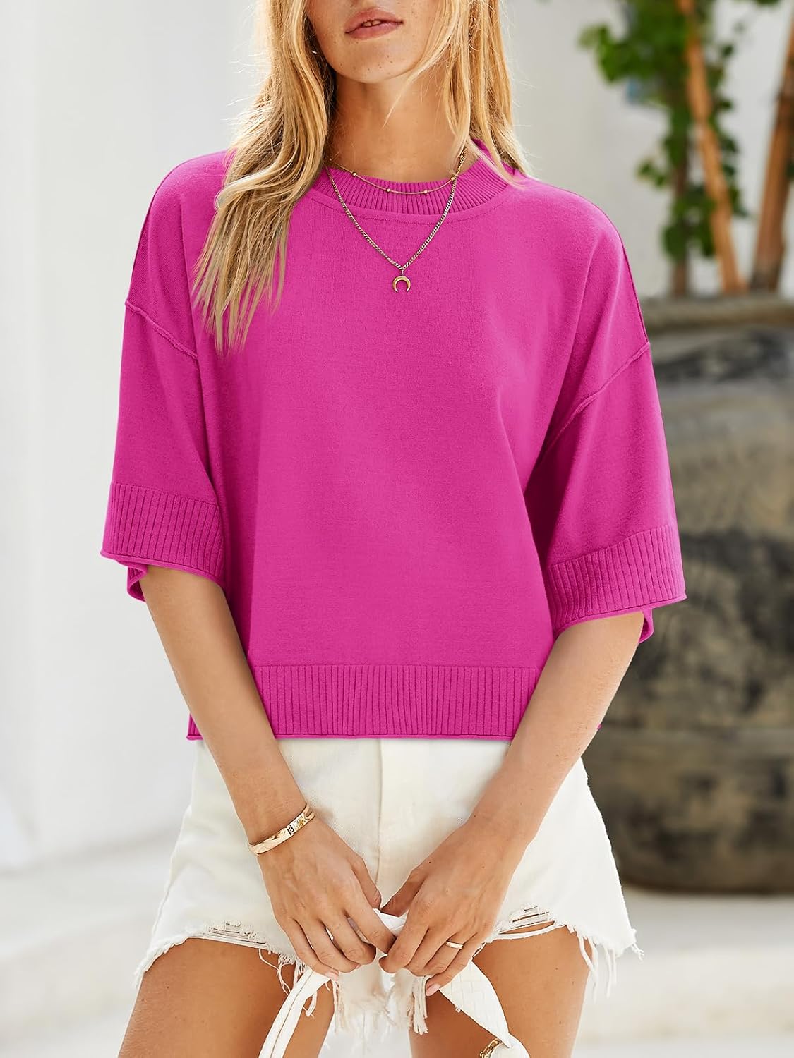 Detalle de Saodimallsu Short Sleeve Cropped Sweater 🌤