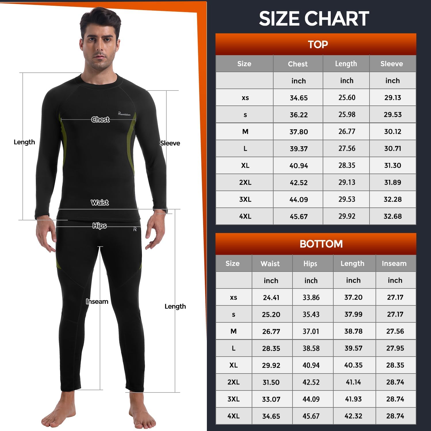 Detalle 2 de romision Thermal Underwear Long Johns base layer set for cold weather