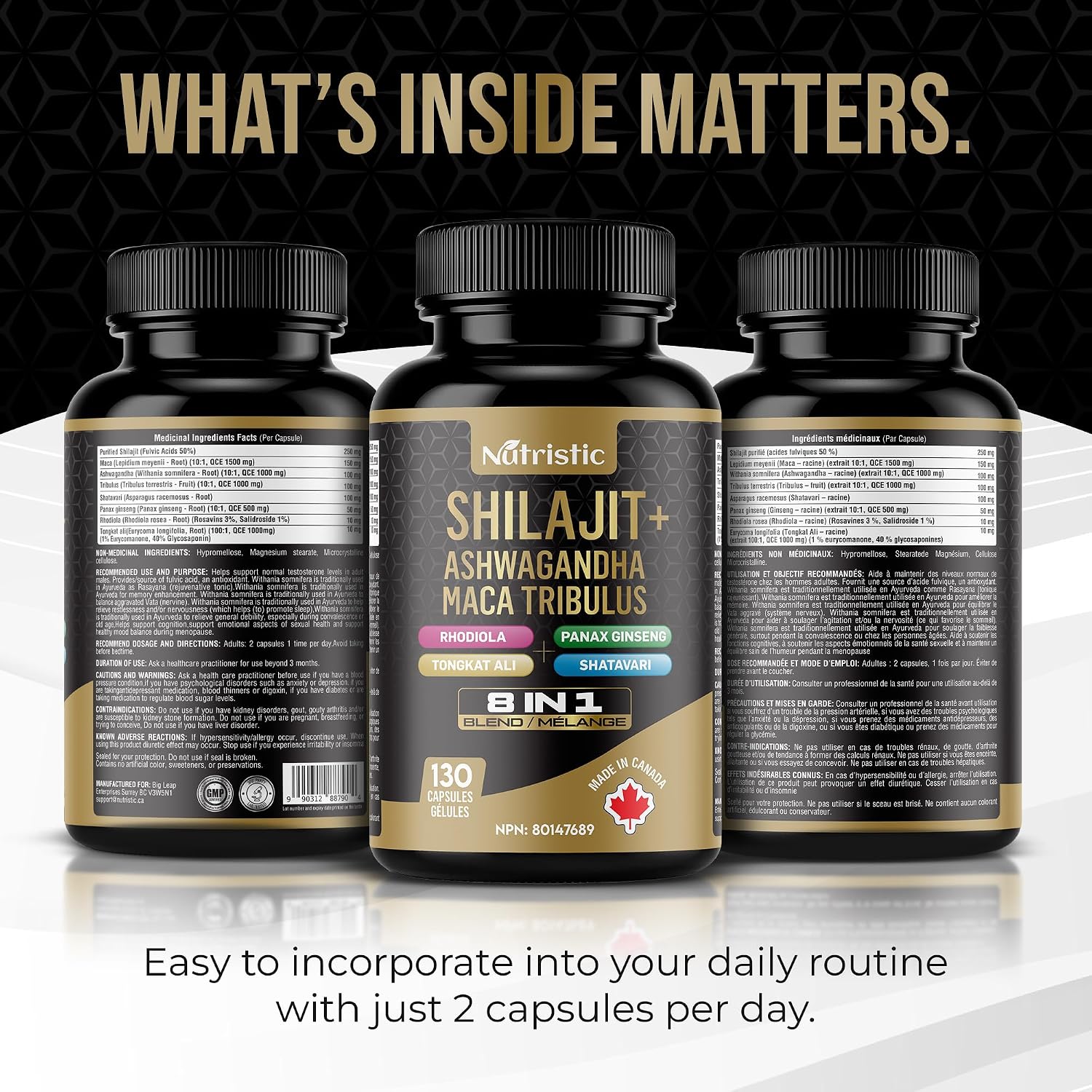 Detalle 1 de Nutristic SHILAJIT+ 8-in-1 Supplement, 130 Vegetarian Capsules