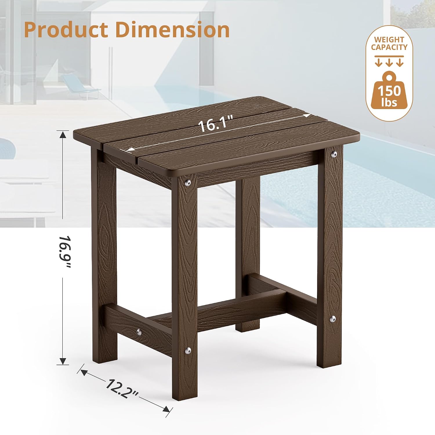 Thumbnail 2 de LUE BONA HDPS Outdoor Side Table, Dark Brown, 16.1-Inch