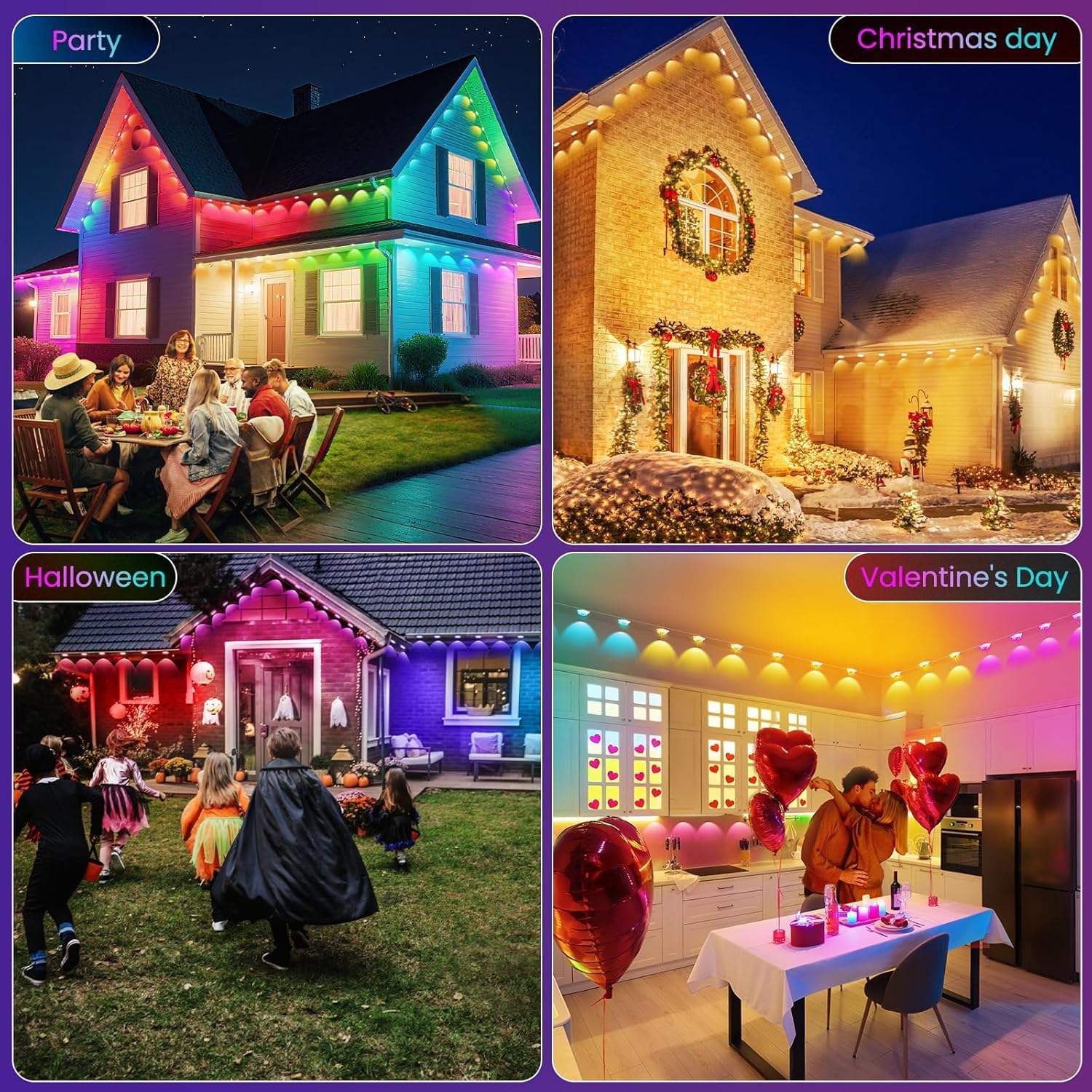Thumbnail 5 de Quntis 100FT Smart Permanent Outdoor Lights, RGB + IC, 60 LEDs