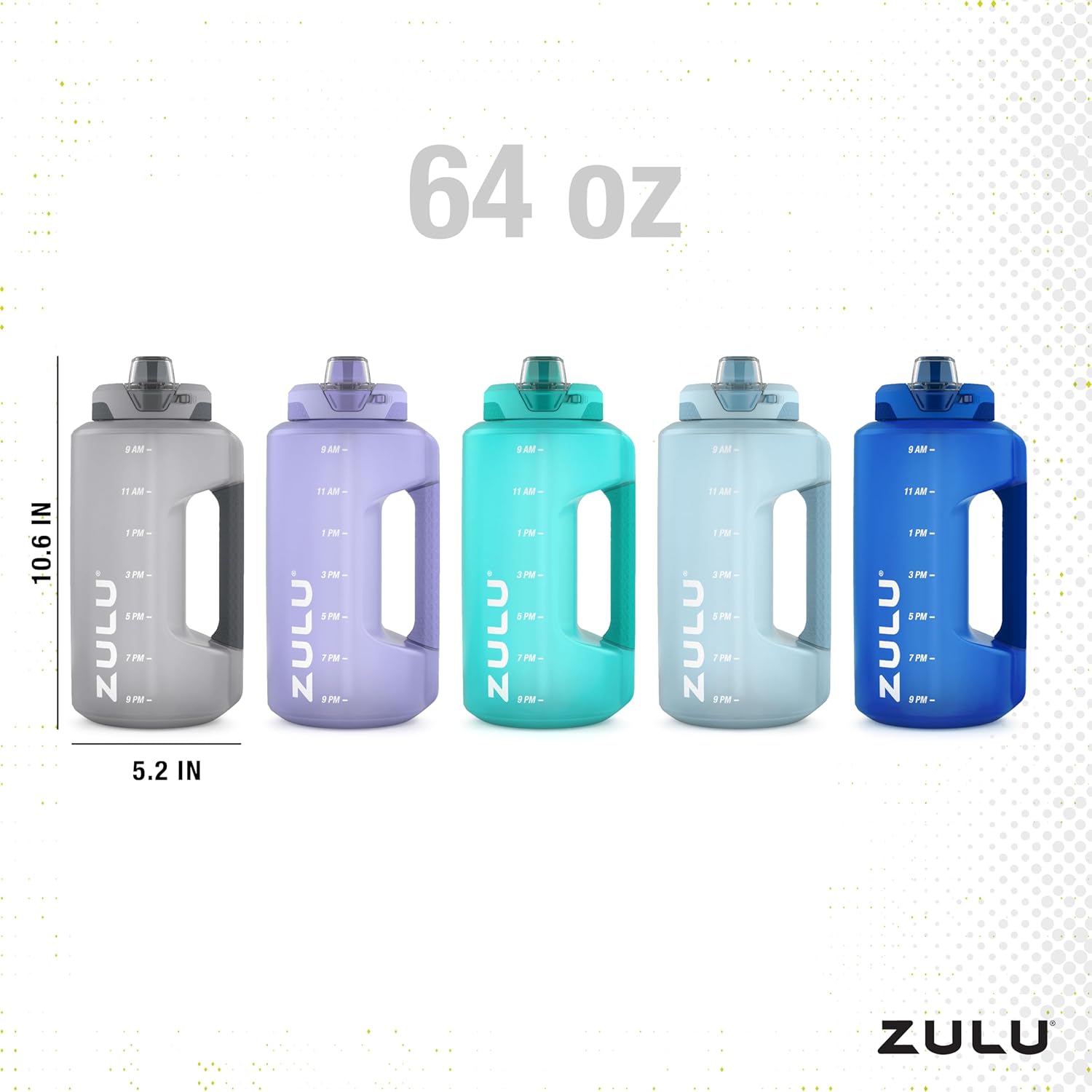 Thumbnail 3 de ZULU Goals 64oz Half Gallon Plastic Water Bottle with Straw and Time Marker (Violet)