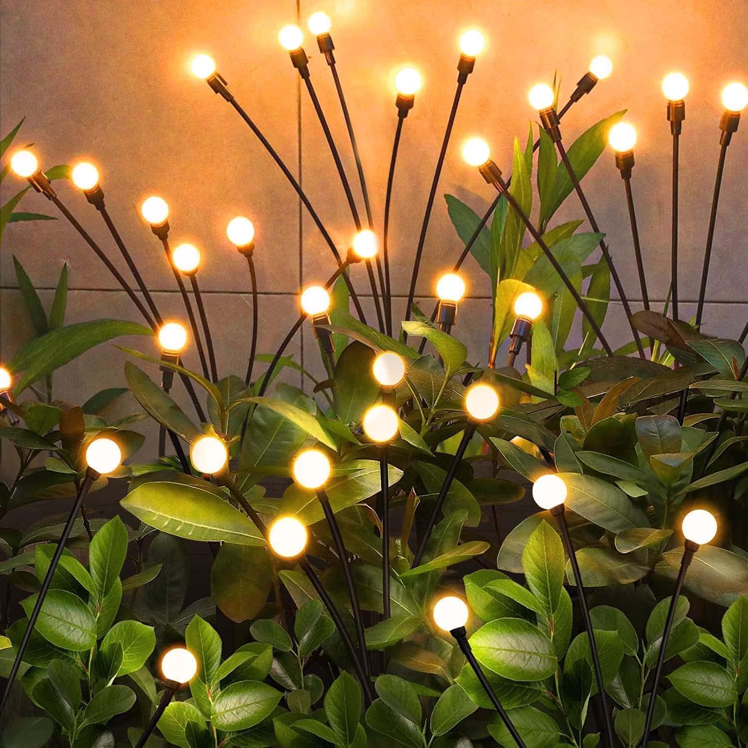 Detalle de YJFWAL Firefly Solar-Gartenlichter Außen 2 Stück – Glühwürmchen-Lichter, warmweiß, wasserdicht