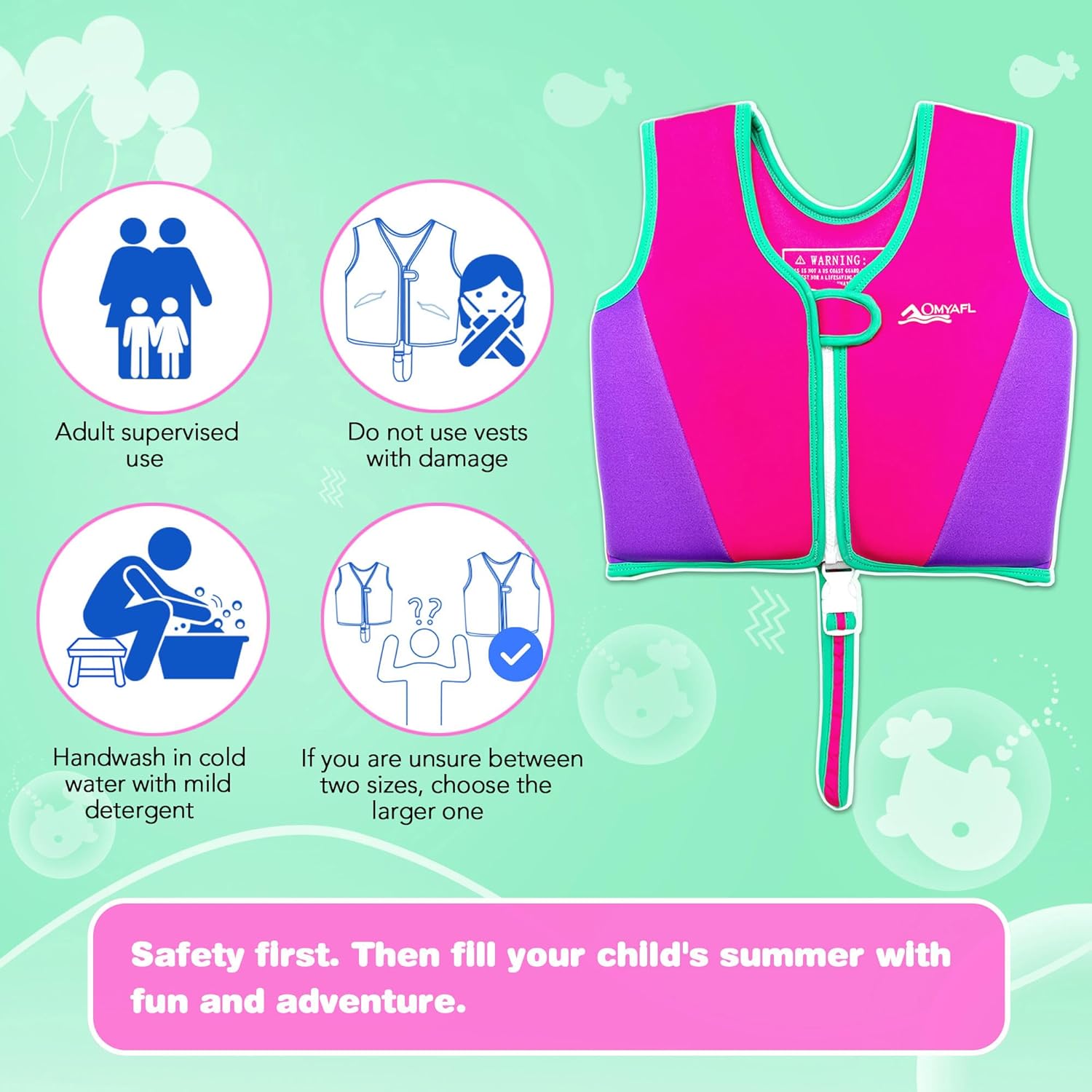 Detalle de OMYAFL Toddler Swim Vest: Buoyancy-Boosting Floatation Jacket for Safe, Fun Pool Time