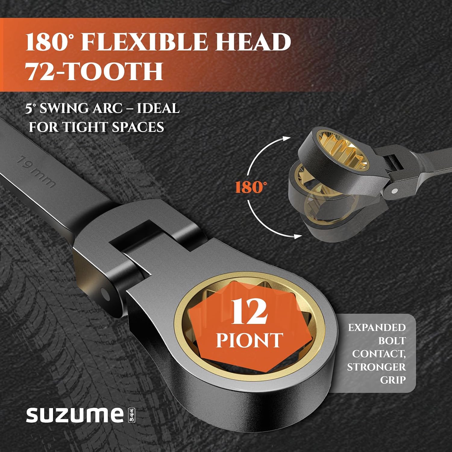 Detalle de SUZUME SM2324 24-Piece Flex Head Ratcheting Wrench Set, Metric & SAE