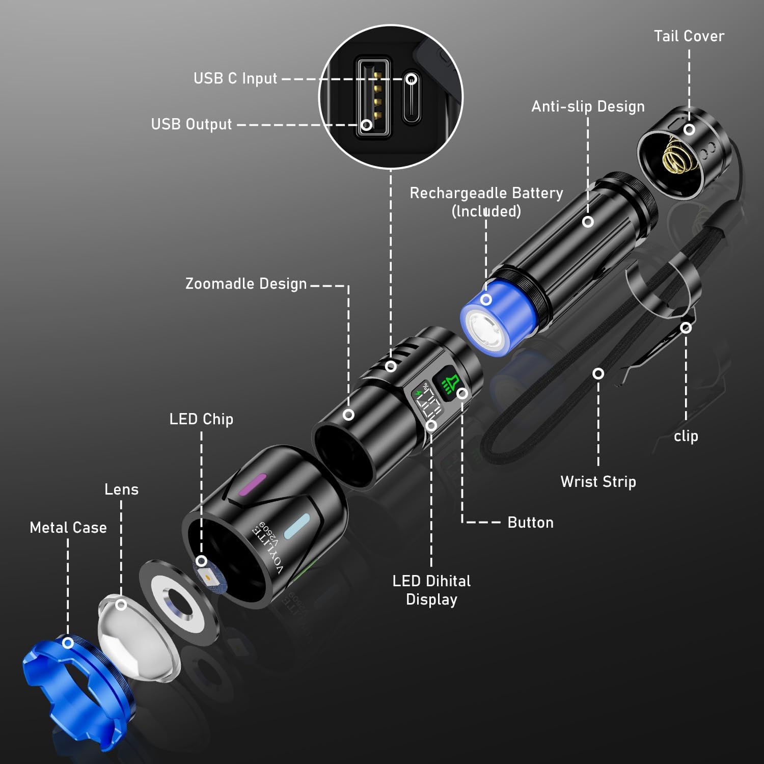 Thumbnail 5 de Voylite Torches LED Super Bright 500000 Lumen Rechargeable