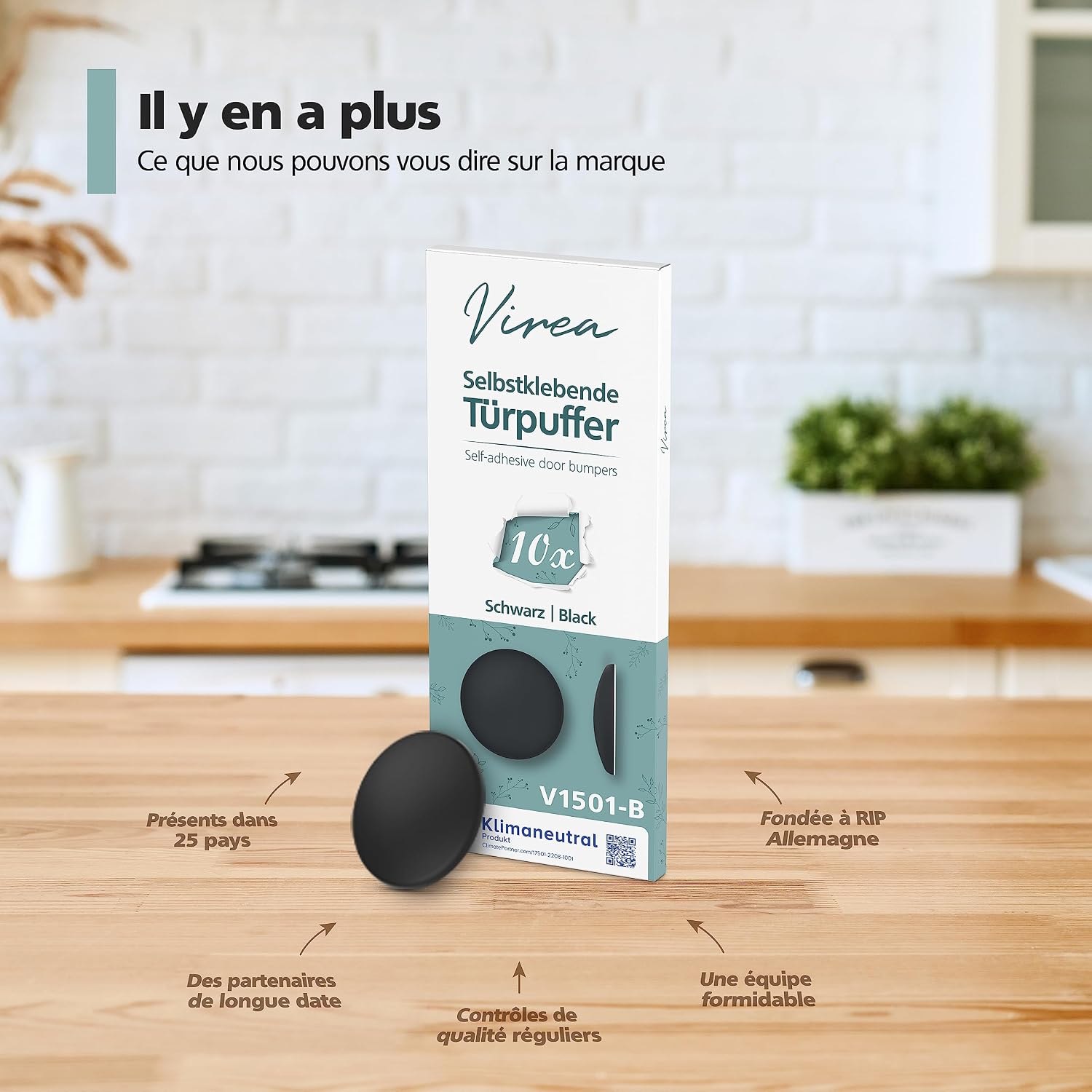 Thumbnail 6 de virea lot de butées de porte 40 x 8 mm noir – butoirs muraux autocollants pour protéger murs et meubles