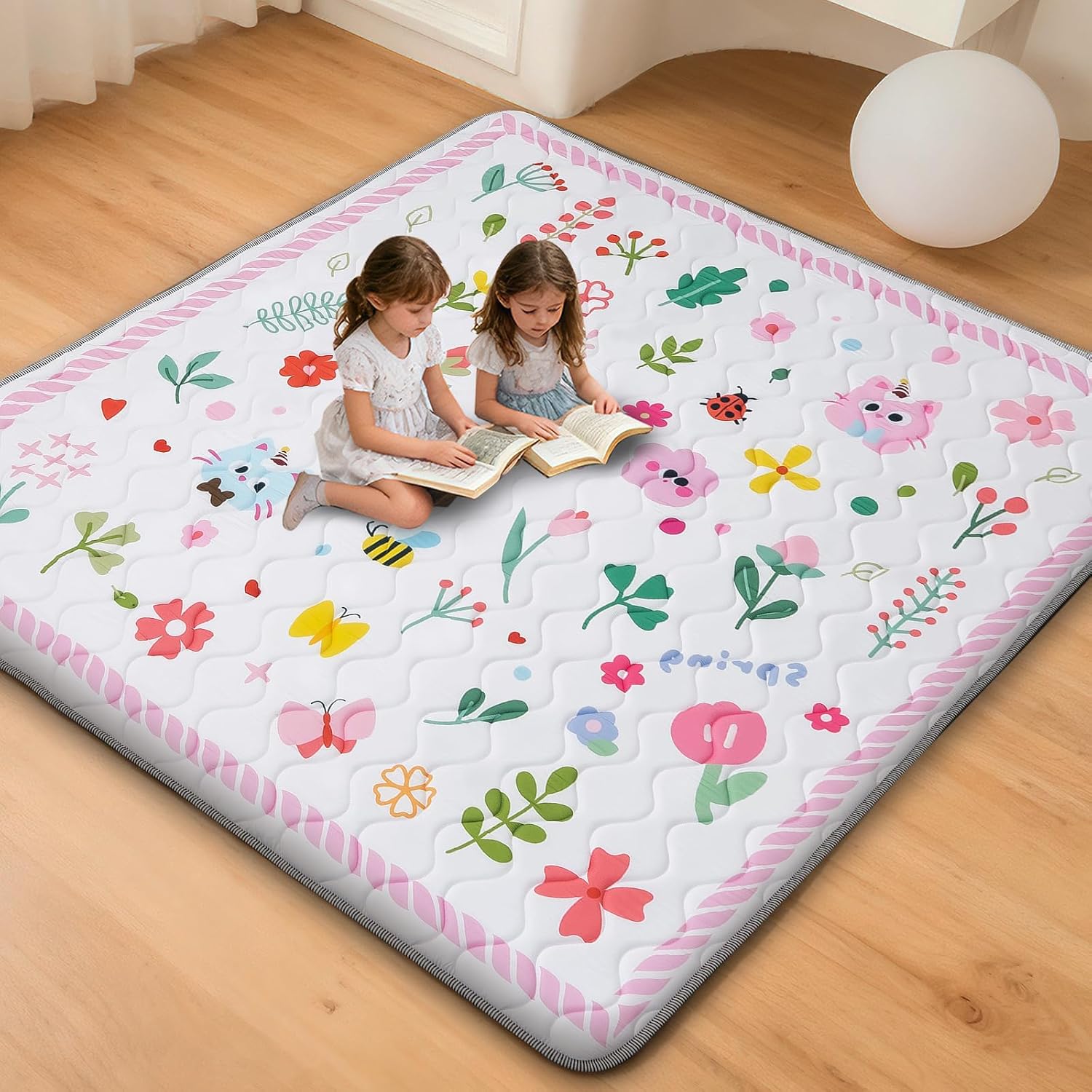 Detalle de RONGFA Baby Play Mat, 50 x 50-Inch Foam Pad, Non-Slip, Flower