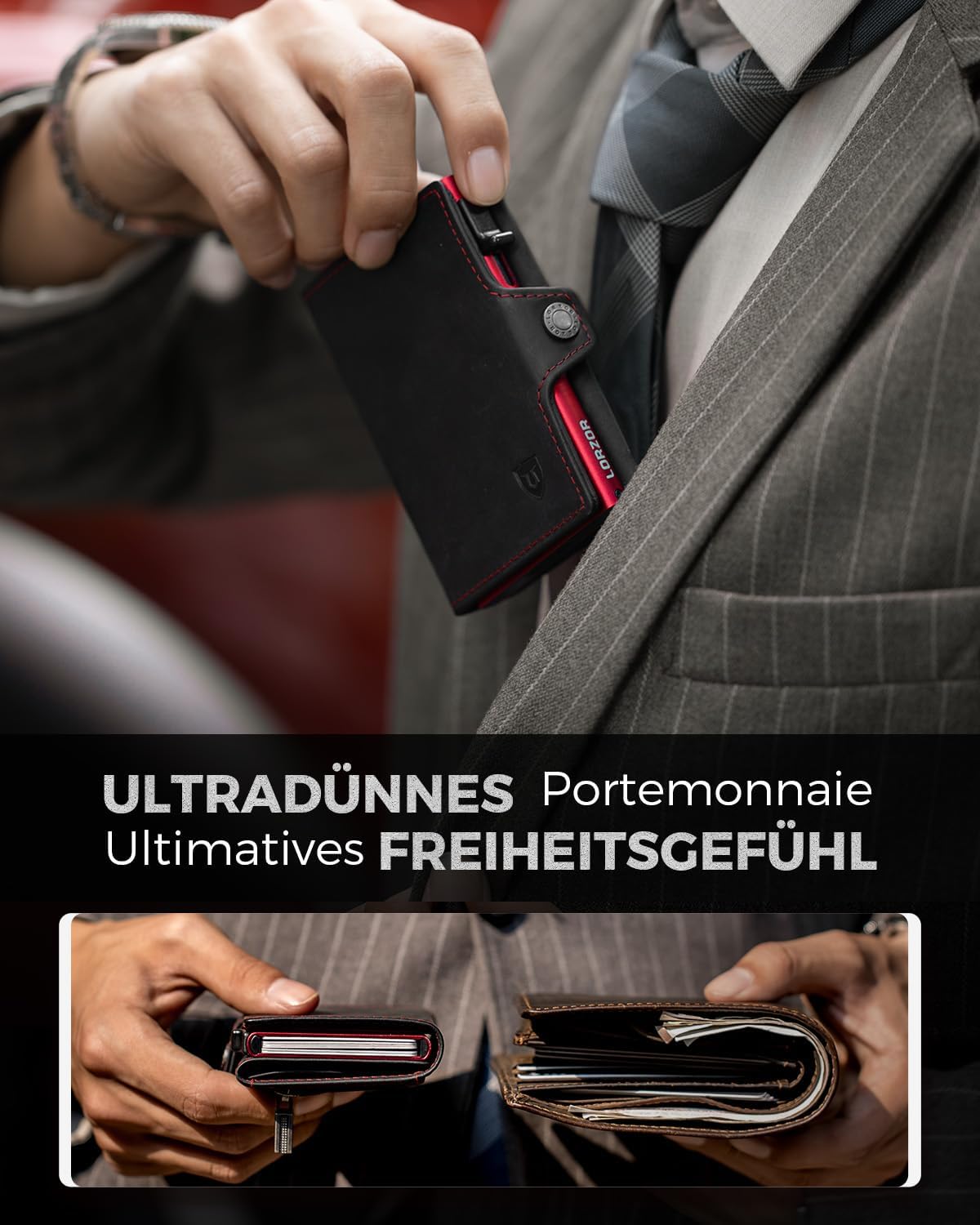Thumbnail 3 de LORZOR Slim Wallet mit Münzfach – RFID Blocker 10 Karten